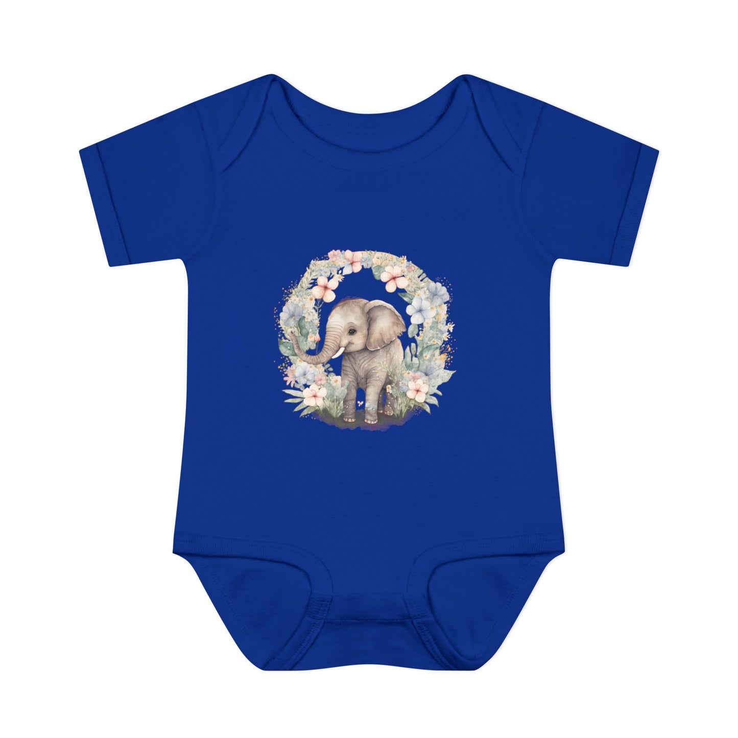 Elephant Baby Bodysuit, Cute Infant Outfit, Baby Shower Gift, Gender Neutral, Woodland Theme, Floral Design, Newborn Clothing