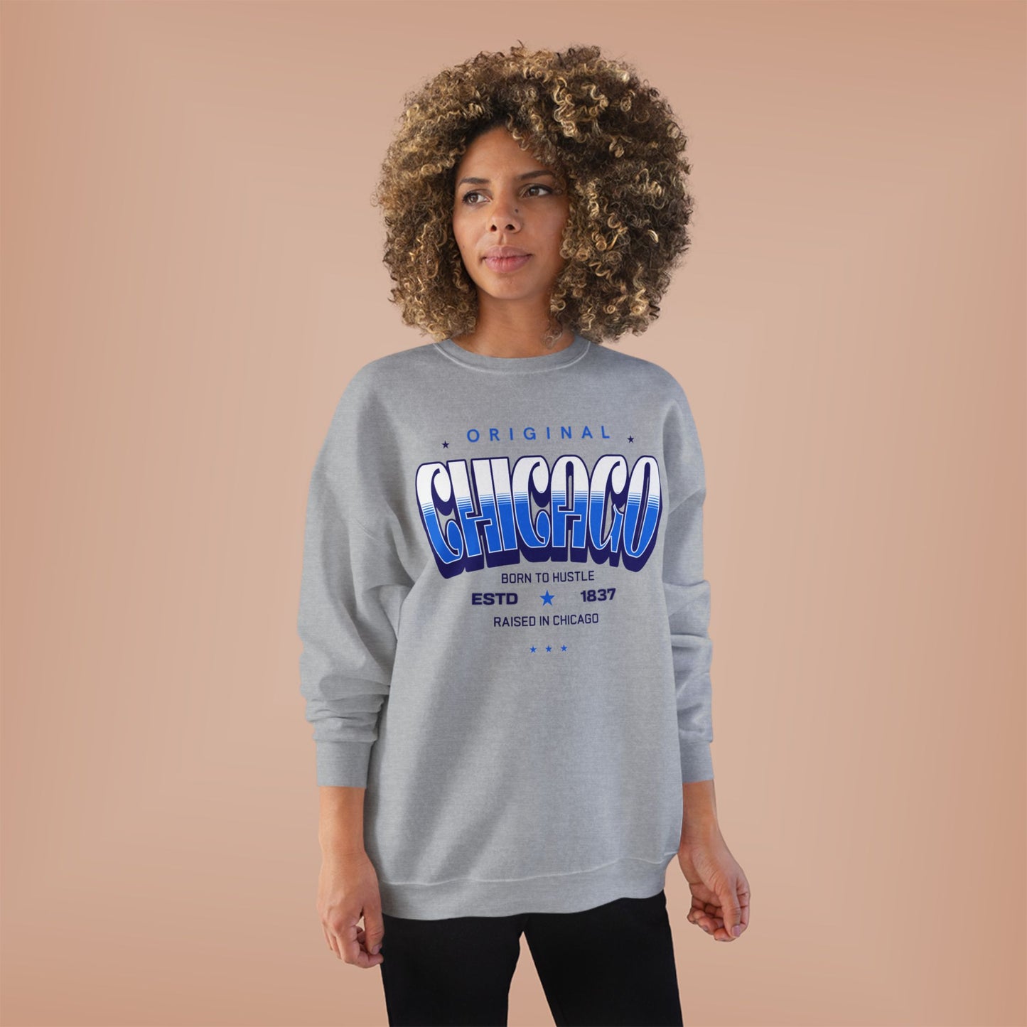Chicago Hustle EcoSmart Crewneck Sweatshirt, Unisex Sweatshirt, Gift for Chicago Lovers, Trendy Streetwear, Casual Wear, Cozy Sweatshirt