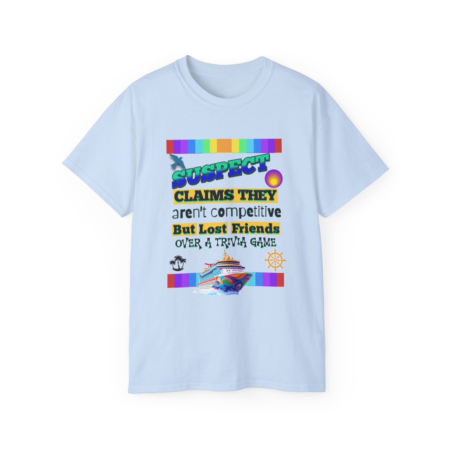 Competitive Spirit Cruise Crew Unisex Tee - Fun Trivia Game Shirt, Gift for Friends, Casual Wear, Family Game Night, Unique Graphic Tee