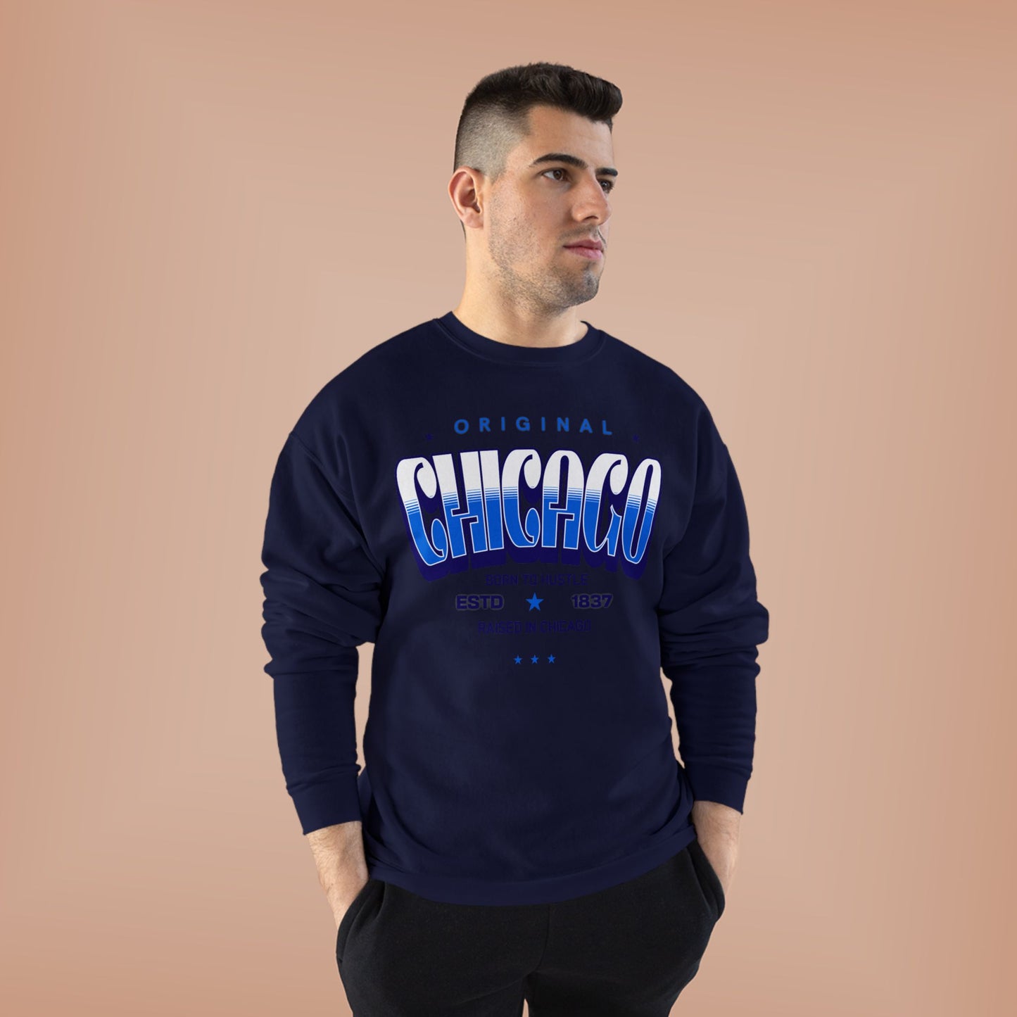 Chicago Hustle EcoSmart Crewneck Sweatshirt, Unisex Sweatshirt, Gift for Chicago Lovers, Trendy Streetwear, Casual Wear, Cozy Sweatshirt