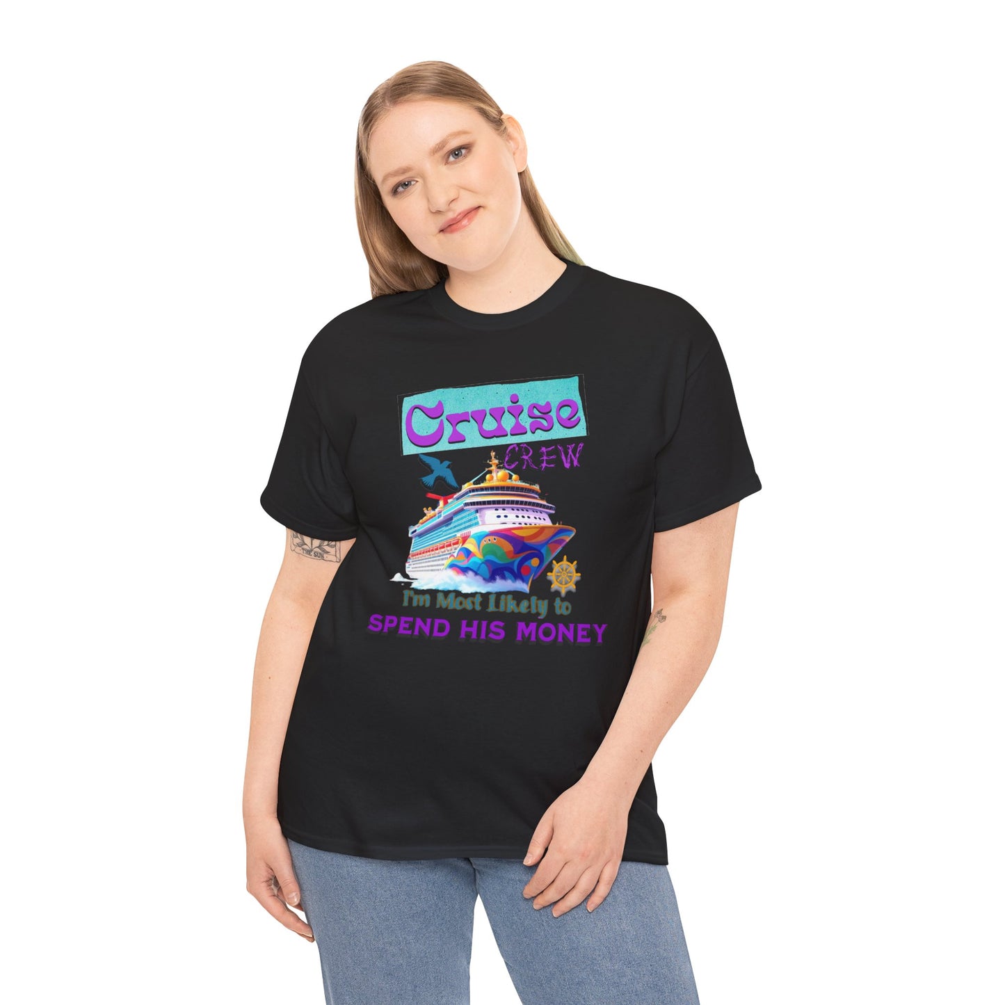 Funny Cruise Crew Tee, Vacation T-Shirt, Gift for Cruise Lovers, Vacation Humor Apparel, Travel Enthusiast Shirt, Spend His Money Tee