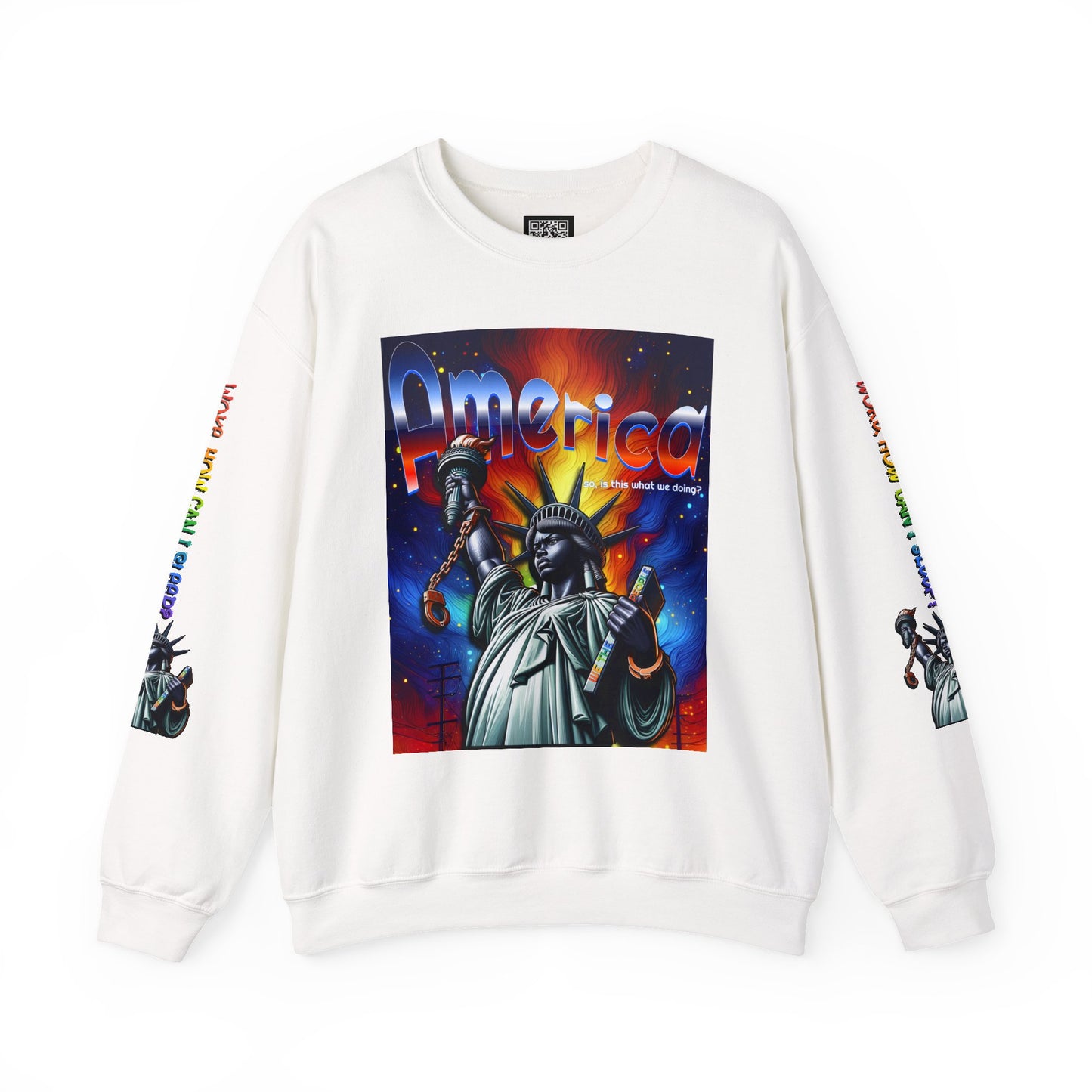 America Graphic Crewneck Sweatshirt - Juneteenth Unisex Heavy Blend™ - Casual Activist Fashion, No Kings Protest Shirt, Hands Off Protest Tee