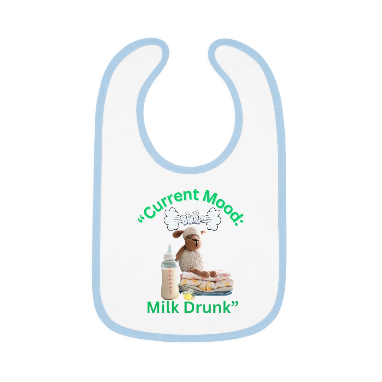 Current Mood, "Milk Drunk Baby Jersey Bib" Cute Baby Bib for Infants and Toddlers,