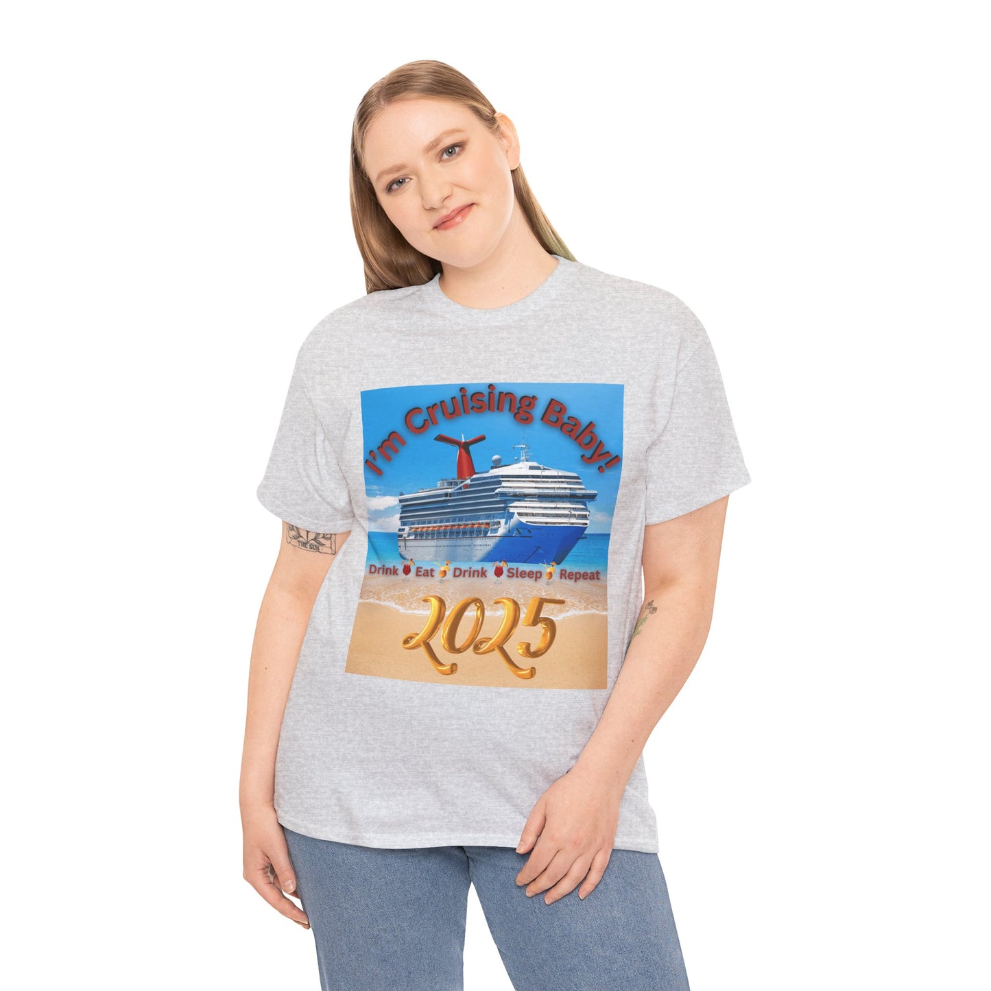 "I'm Cruising 2025" Unisex Heavy Cotton Tee, Cruise T-Shirts 2025, Unisex Cruise T-Shirts 2025, Bon Voyage Cruise Shirts