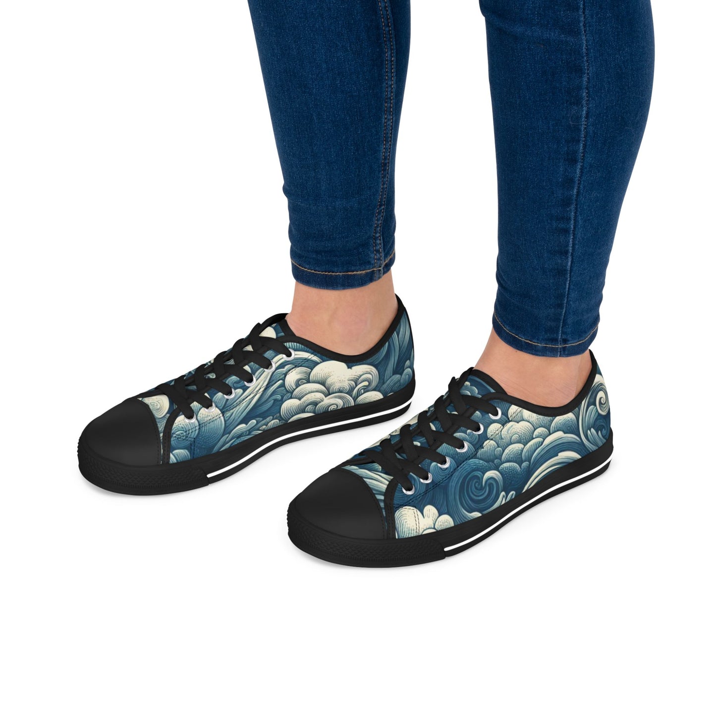 Women's Artistic Cloud Print Sneakers | Trendy Low-Top Shoes, Walking Sneakers, Casual Footwear, Gift for Her, Unique Sneaker Design