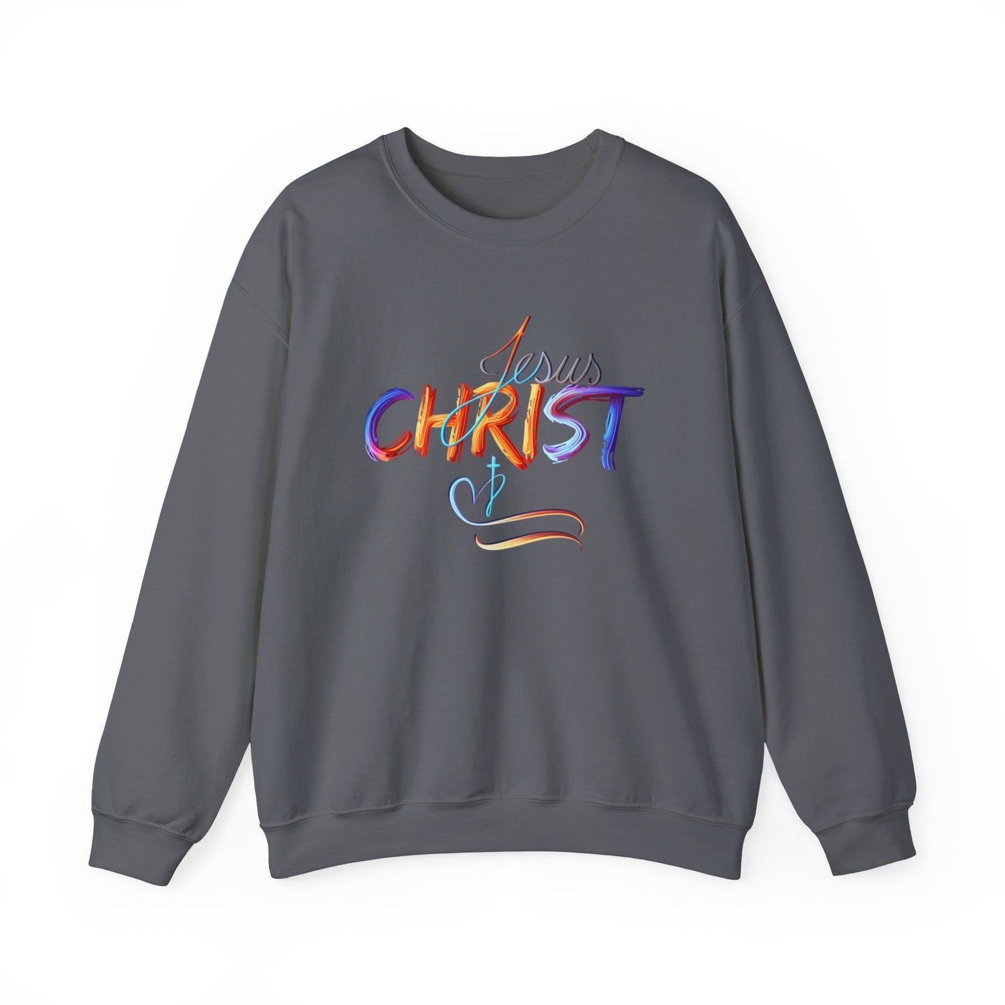 Jesus Christ – Faith & Light Crewneck Sweatshirt, Christian Apparel, Bold Christian Graphics, Christian Gifts, Faith-Based Art, Gospel Merchandise