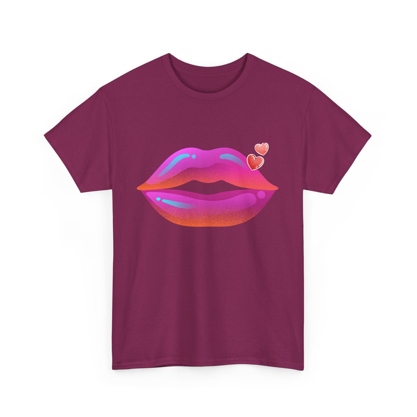 Bold Kiss Lips with Hearts Shirt, Vibrant Pop Art Lip T-Shirt, Valentine T-Shirt Gift, Lip Art Shirt, Black History T-Shirts for Women