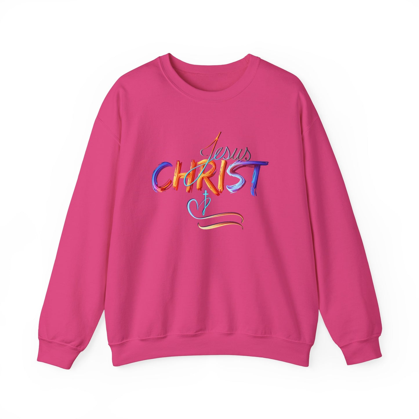 Jesus Christ – Faith & Light Crewneck Sweatshirt, Christian Apparel, Bold Christian Graphics, Christian Gifts, Faith-Based Art, Gospel Merchandise