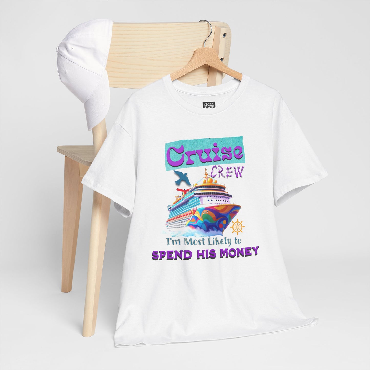 Funny Cruise Crew Tee, Vacation T-Shirt, Gift for Cruise Lovers, Vacation Humor Apparel, Travel Enthusiast Shirt, Spend His Money Tee