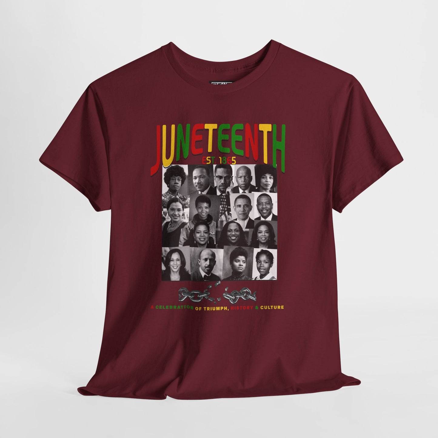 Juneteenth Celebration T-Shirt – "Let Freedom Ring" Colorful Chain Design (Est. 1865)