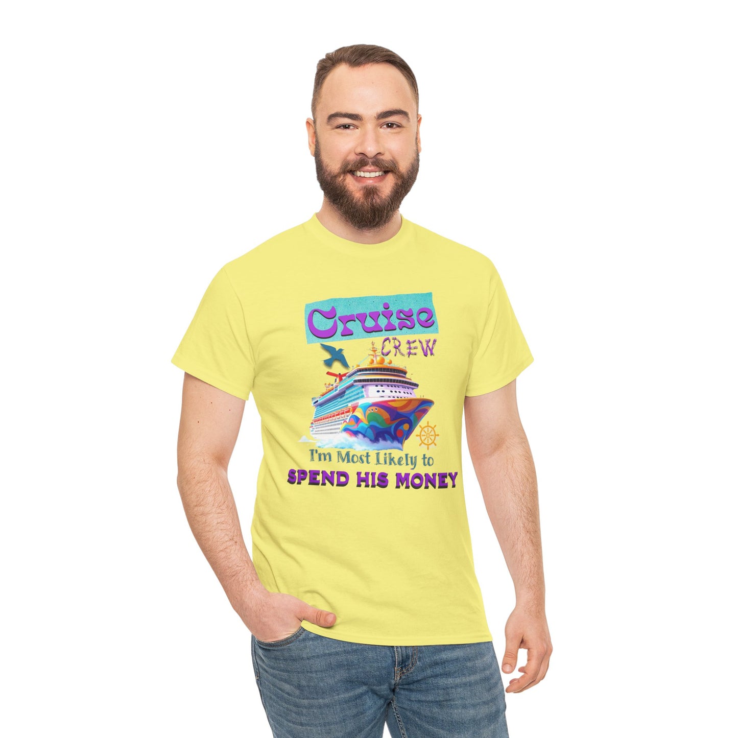 Funny Cruise Crew Tee, Vacation T-Shirt, Gift for Cruise Lovers, Vacation Humor Apparel, Travel Enthusiast Shirt, Spend His Money Tee