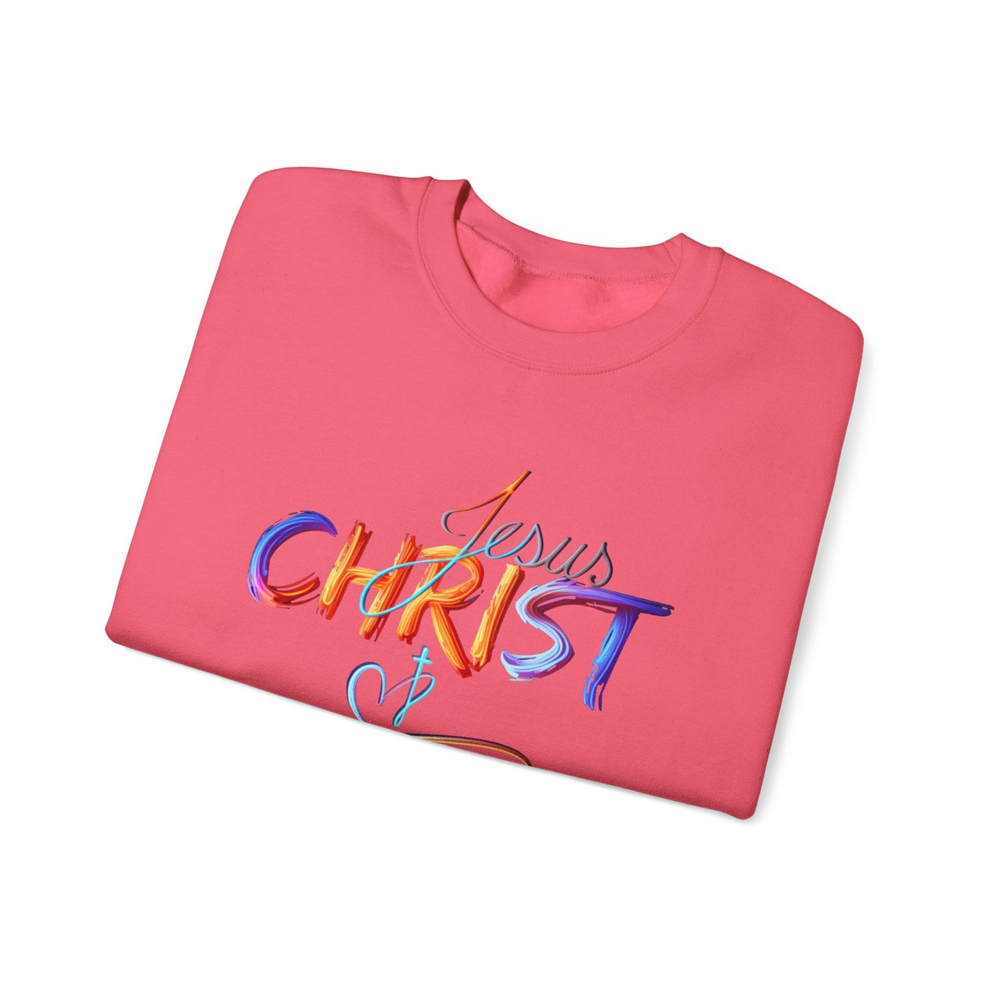 Jesus Christ – Faith & Light Crewneck Sweatshirt, Christian Apparel, Bold Christian Graphics, Christian Gifts, Faith-Based Art, Gospel Merchandise