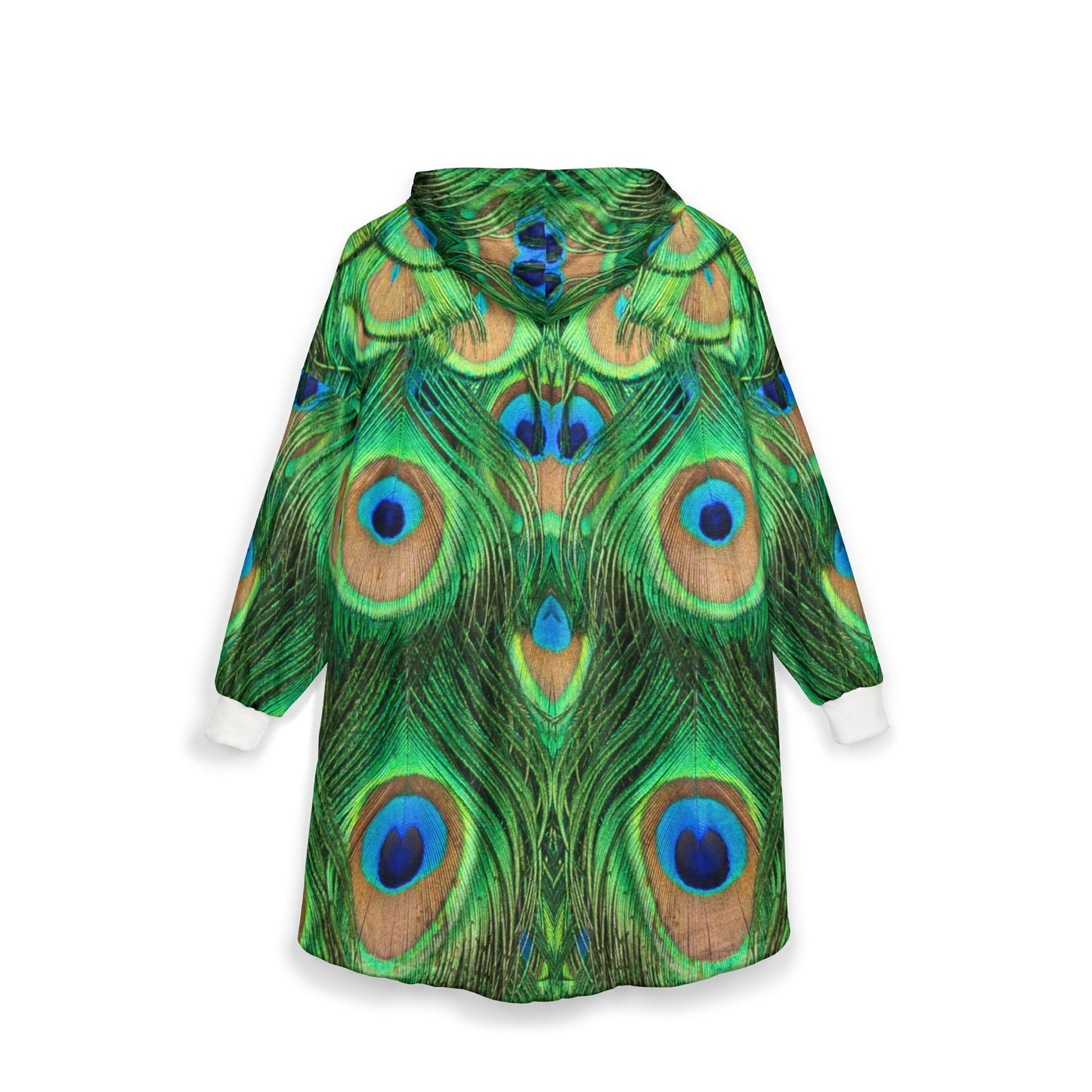 Cozy Peacock Print Hooded Blanket - Vibrant Peacock Print for Relaxation, Perfect Mother's Day Gift, Oversized Hooded Blanket