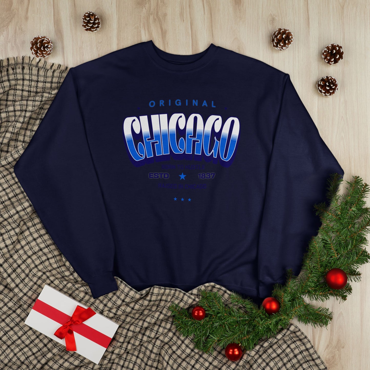 Chicago Hustle EcoSmart Crewneck Sweatshirt, Unisex Sweatshirt, Gift for Chicago Lovers, Trendy Streetwear, Casual Wear, Cozy Sweatshirt