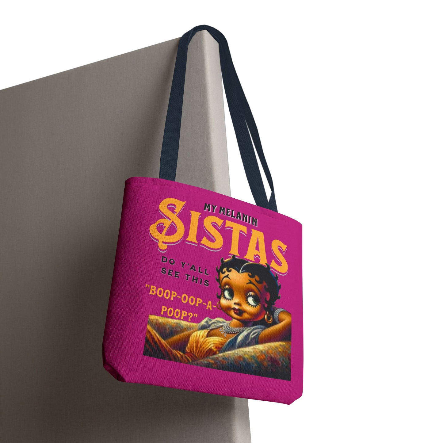 Black Betty Boop Tote Bag, 92 Percent Women Tote Bag, Cute Betty Boop Gift, Pink Betty Boop Tote Bag, Humorous Betty Boop Bag