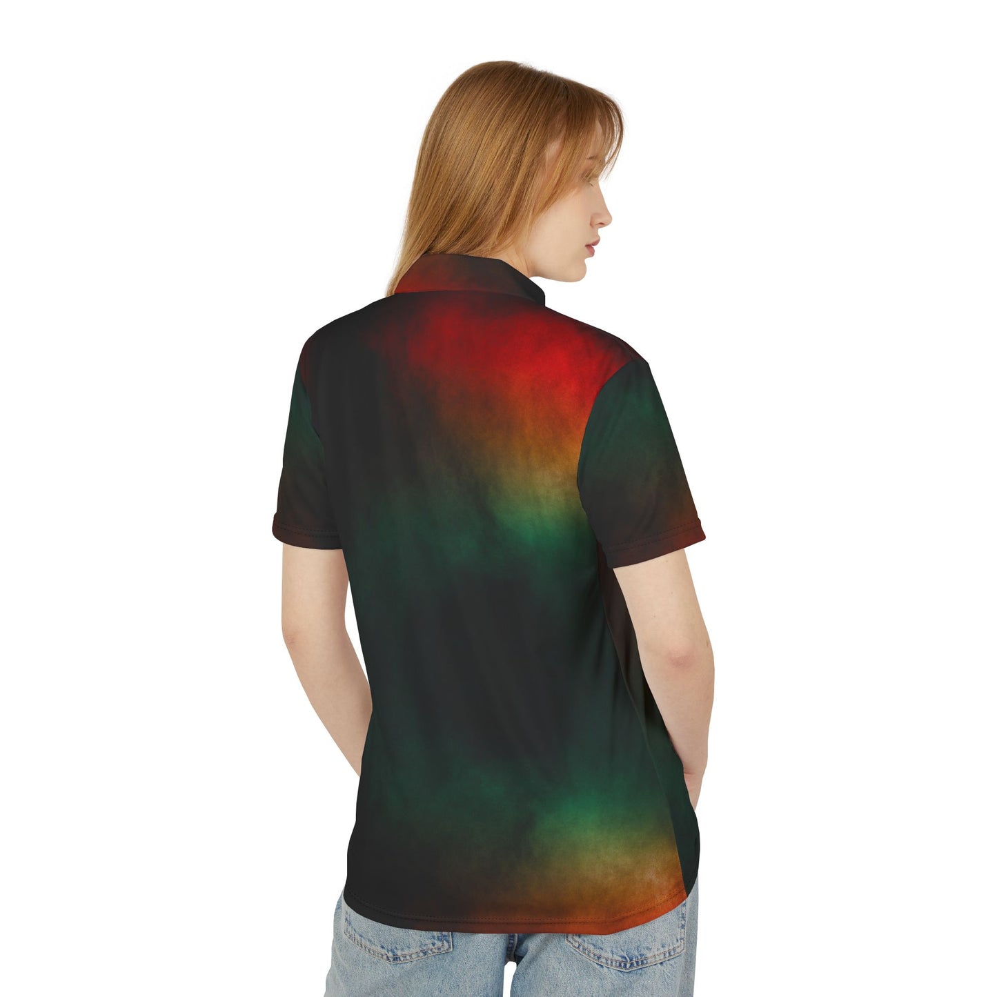 Afrocentric Print Unisex Polo Shirt, Red Yellow Green and Black Polo Shirts, Multi-Colored Polo Shirts,