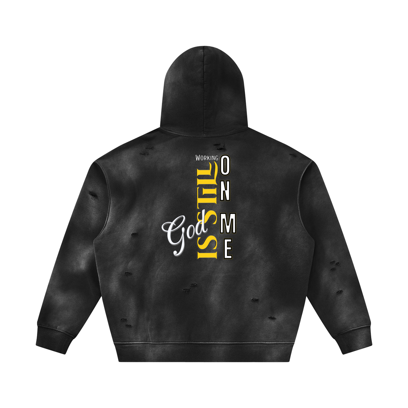 Unisex God's Working on Me Sunfade Frayed Fleece Hoodie – Vintage Washed