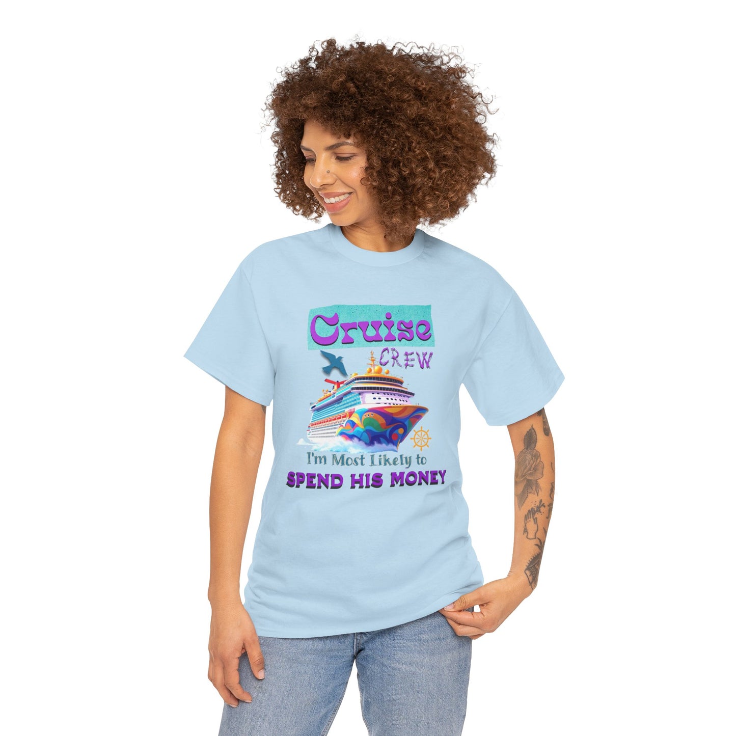 Funny Cruise Crew Tee, Vacation T-Shirt, Gift for Cruise Lovers, Vacation Humor Apparel, Travel Enthusiast Shirt, Spend His Money Tee