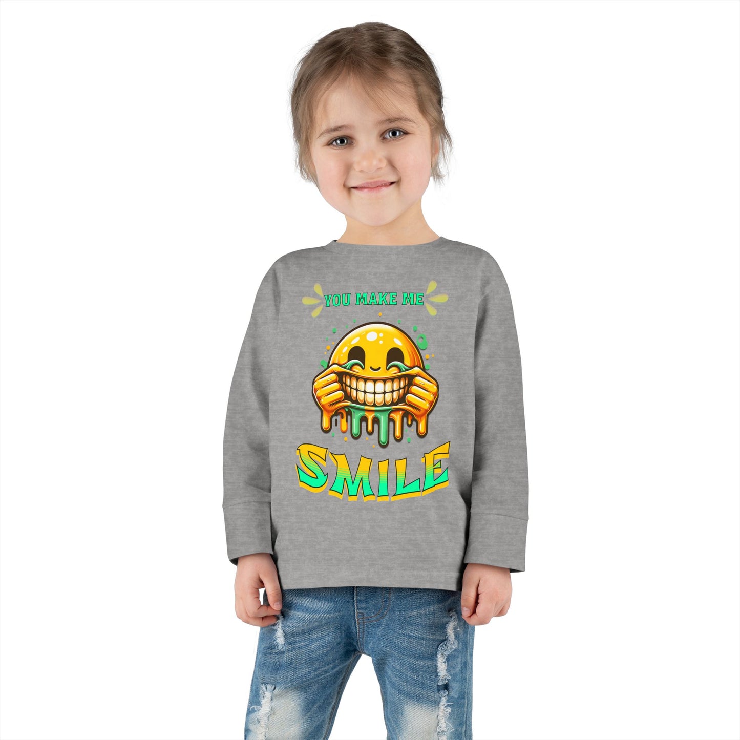 You Make Me Smile Toddler Long Sleeve Tee, Cute Kids T-Shirt, Joyful Nursery Clothing, Gift for Toddlers, Fall Fashion T-Shirts