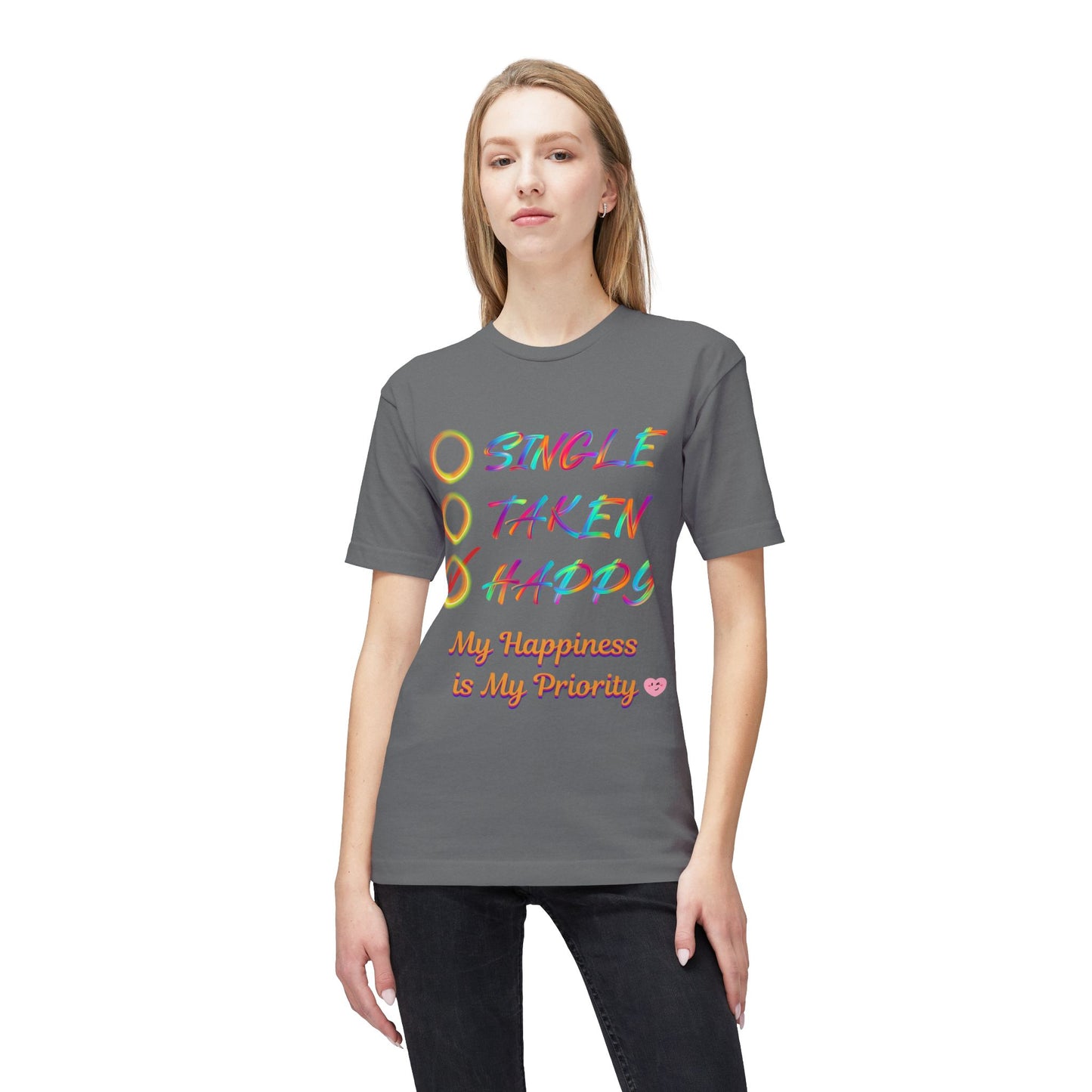 My Happiness is My Priority, Unisex Midweight T-shirt, Valentine to Myself T-Shirt, Valentine T-Shirt, Self-Love T-Shirts, Taken, Single Happy