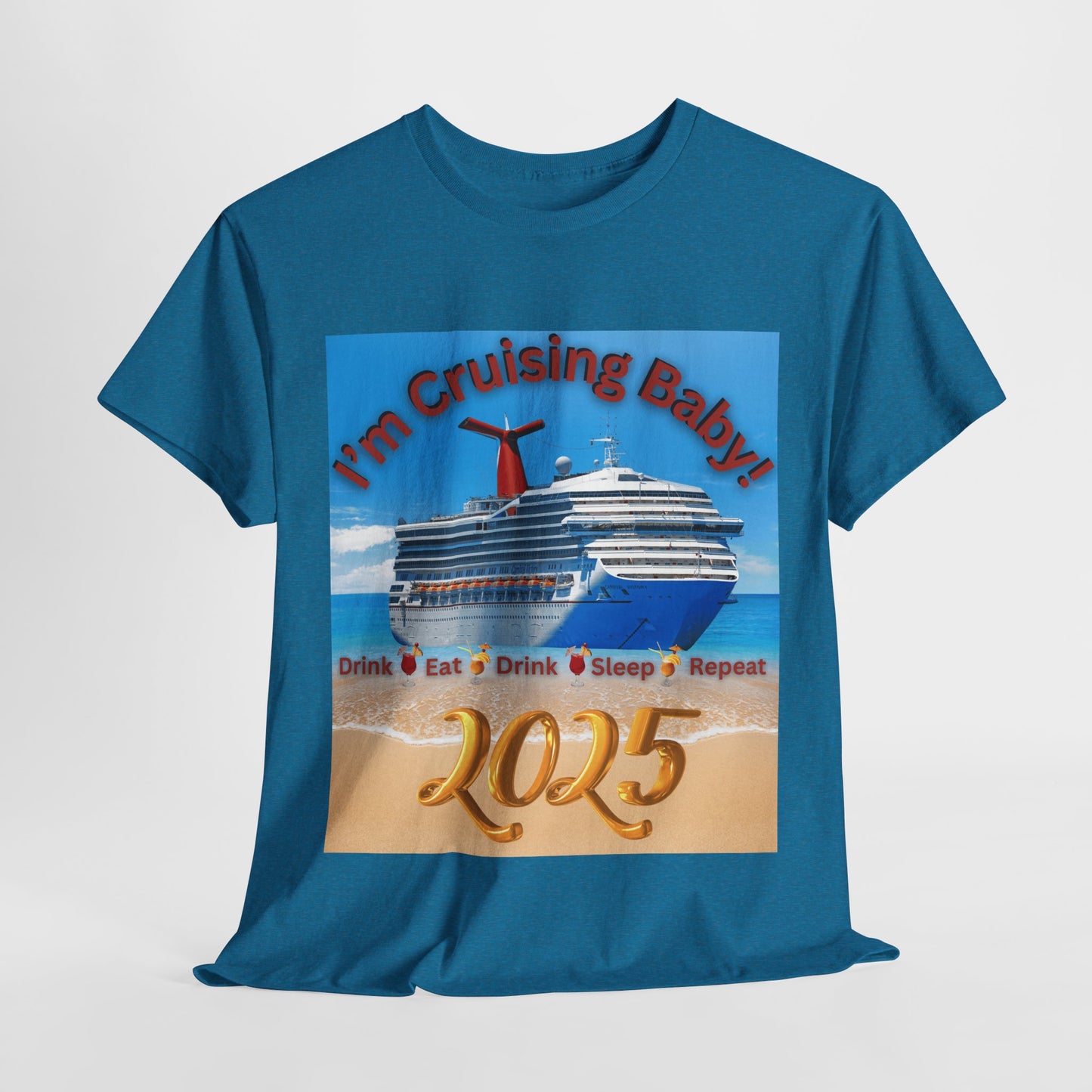 "I'm Cruising 2025" Unisex Heavy Cotton Tee, Cruise T-Shirts 2025, Unisex Cruise T-Shirts 2025, Bon Voyage Cruise Shirts