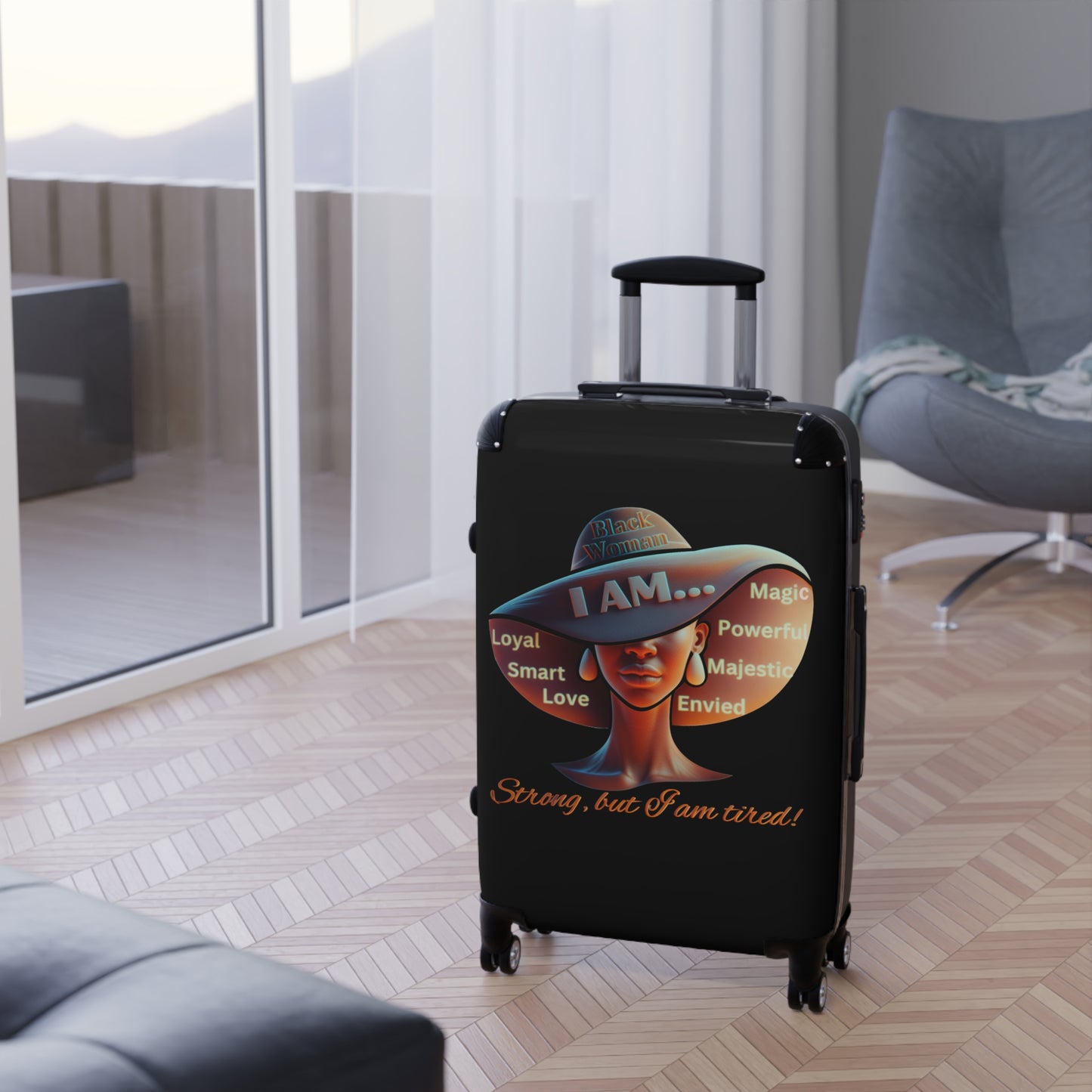 Black Girl Magic Suitcase, Afrocentric Suitcase, Black Woman Suitcase, Custom Suitcase for Anyone, Unisex Custom Design Suitcase