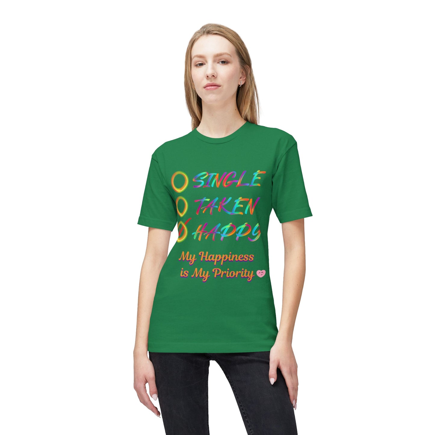 My Happiness is My Priority, Unisex Midweight T-shirt, Valentine to Myself T-Shirt, Valentine T-Shirt, Self-Love T-Shirts, Taken, Single Happy