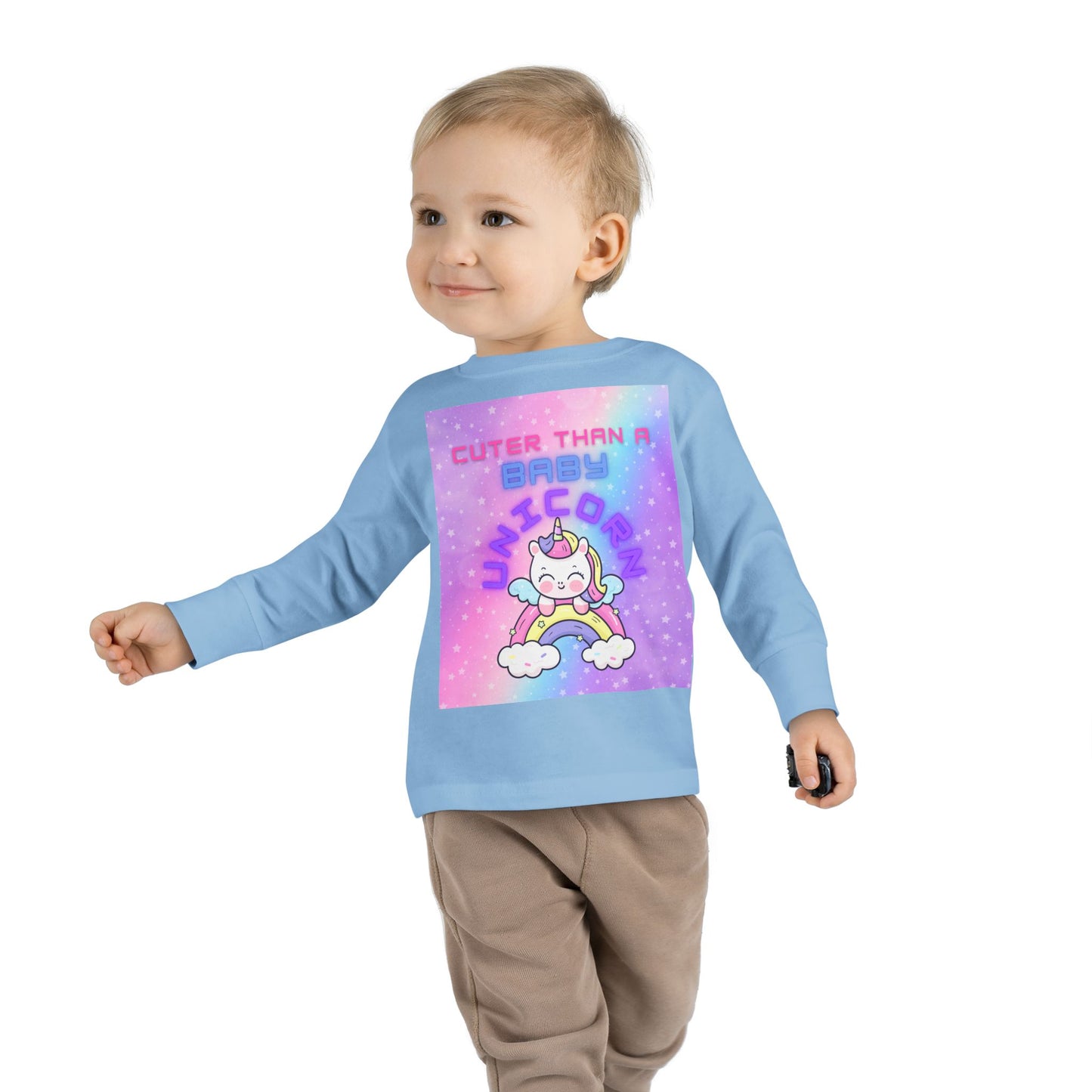 Cuter Than a Unicorn Toddler Long Sleeve Tee, Cute Birthday Gifts for Toddlers,