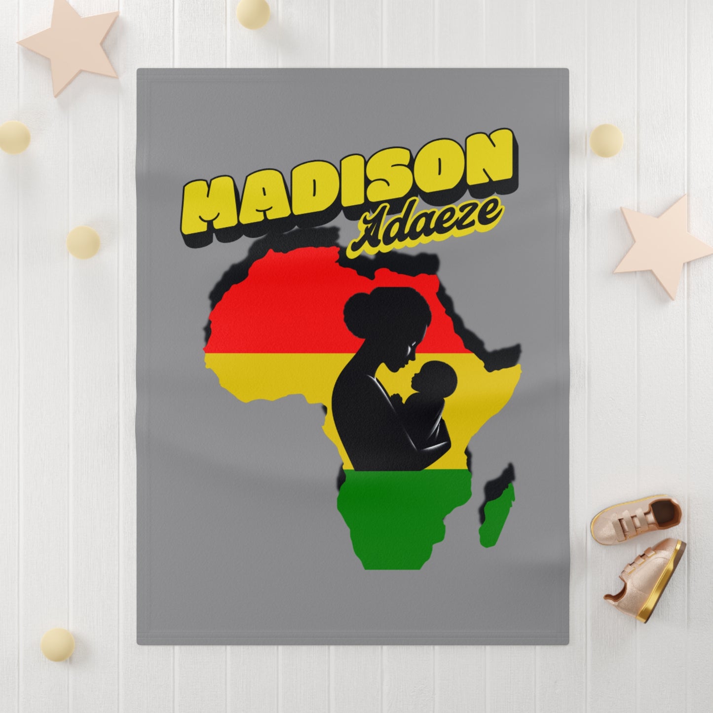 Personalized Mother Africa's Embrace Blanket, Infant Shower Gifts, Juneteenth Baby Gifts, Baby Heritage Blanket, Personalized Baby Gift for Shower