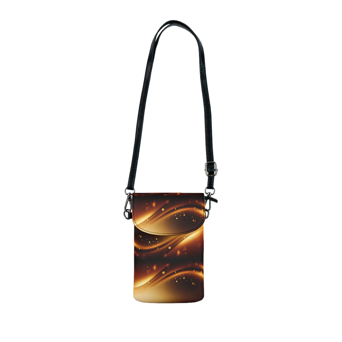 Elegant Small Cell Phone Wallet with Stylish Strap - Perfect for On-the-Go Convenience, Brown Black and Gold Cellphone Clutch