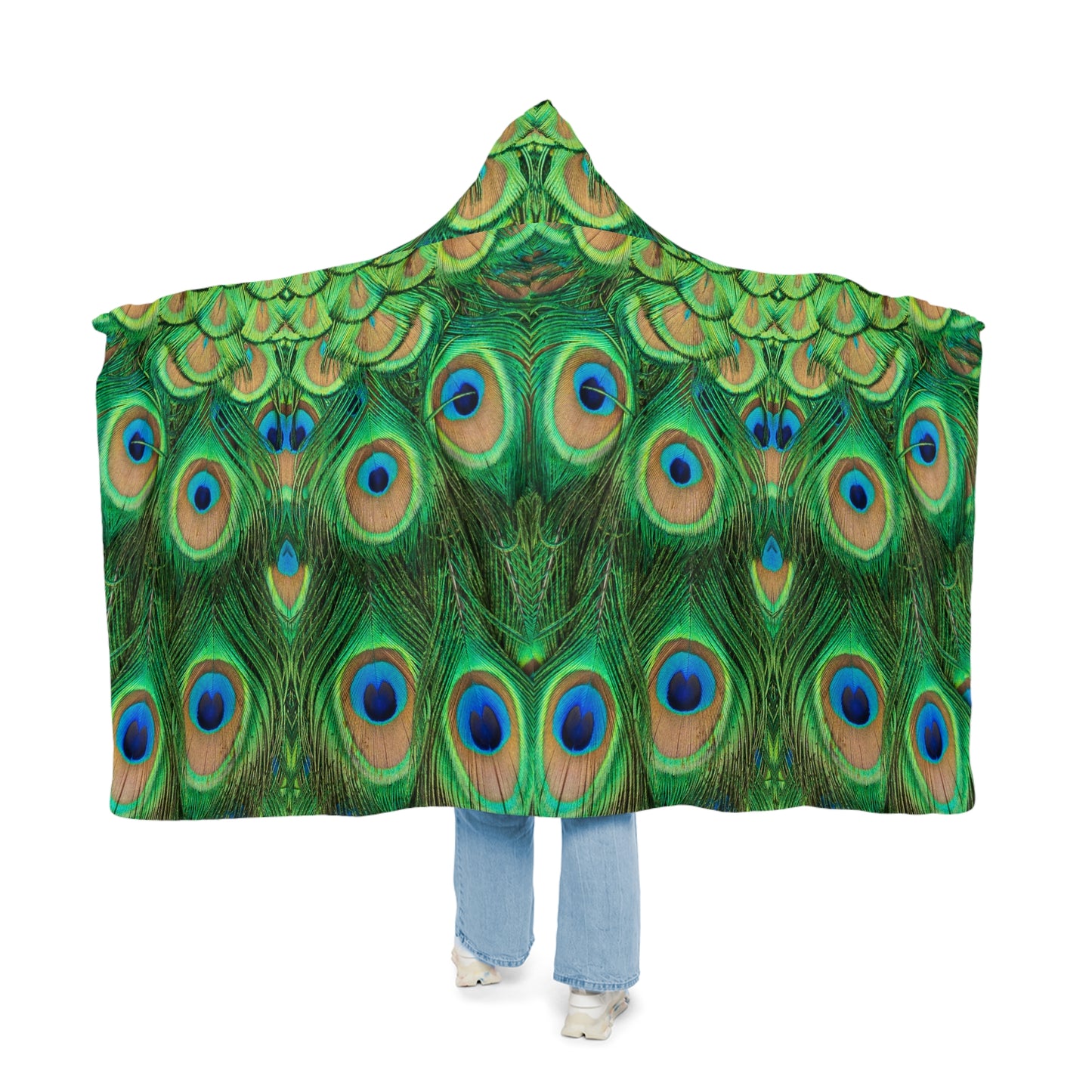 Peacock Pattern Snuggle Blanket - Cozy Hooded Throw for Relaxation & Gifts, Soft and Comfortable Mother's Day Gift,
