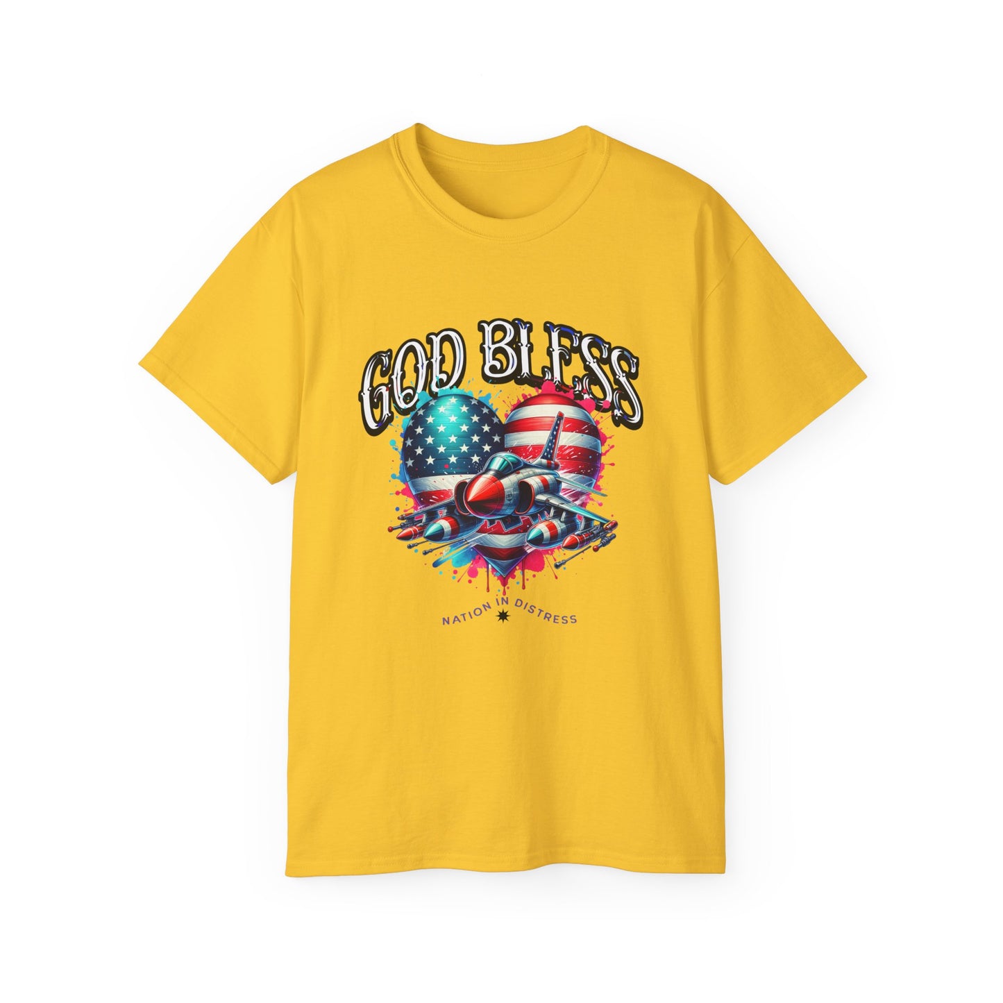 God Bless America Unisex Ultra Cotton T-Shirts, Nation in Distress Shirt, Fight for Democracy T-Shirt, God Bless the USA Tees