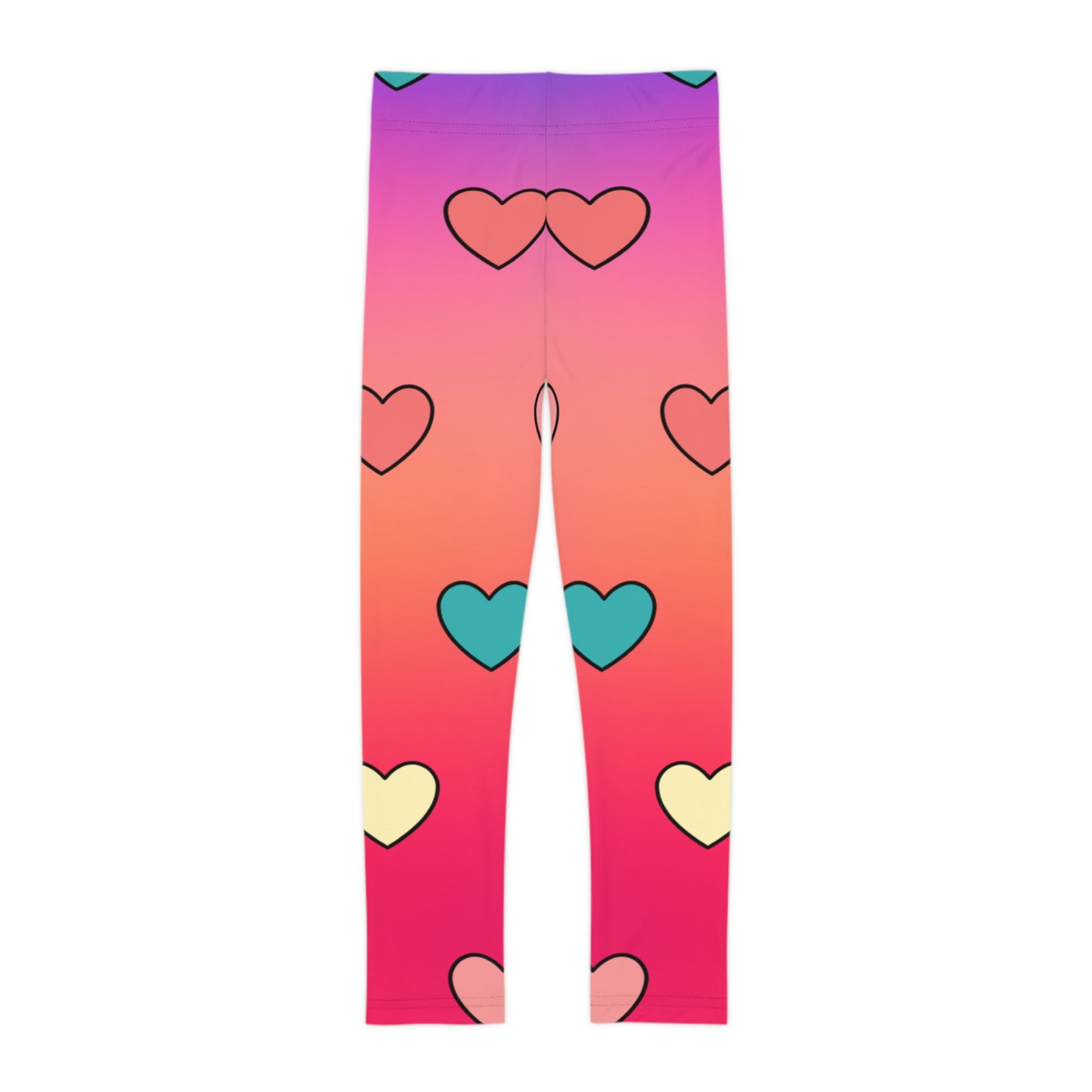 Colorful Heart Kids Leggings, Stylish & Fun Leggings for Active Play, Cute Girls Heart Print Leggings,