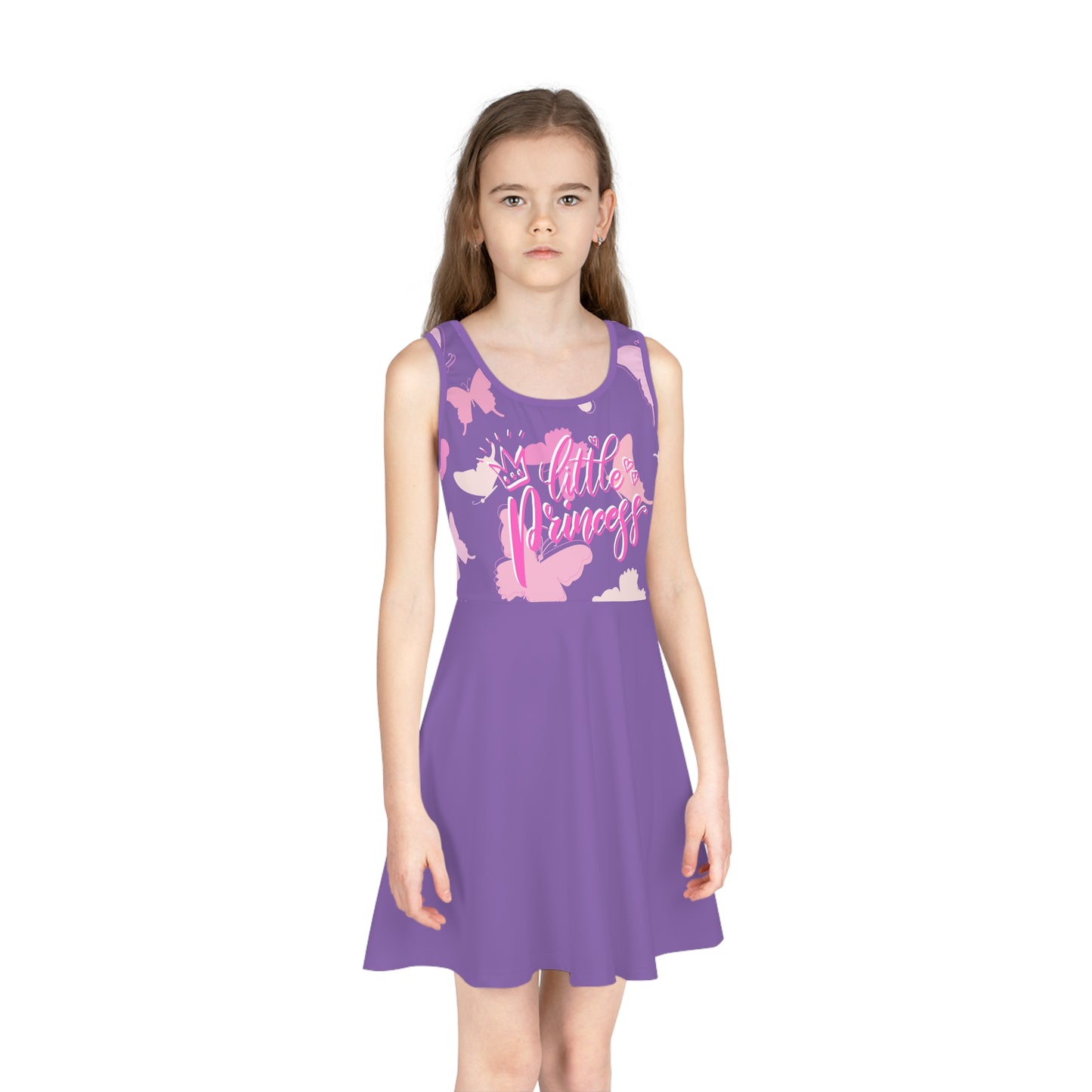 Girls' Purple Princess Butterfly Sleeveless Sundress, 2T to XL Girls Purple Dress, Butterfly Dress for a Little Girl,