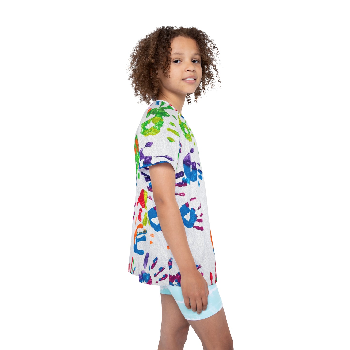 Kids Finger Paint Print Sports Jersey, Unique Colorful Shirt for Boys and Girls, Fingerpaint Children's Shirts,