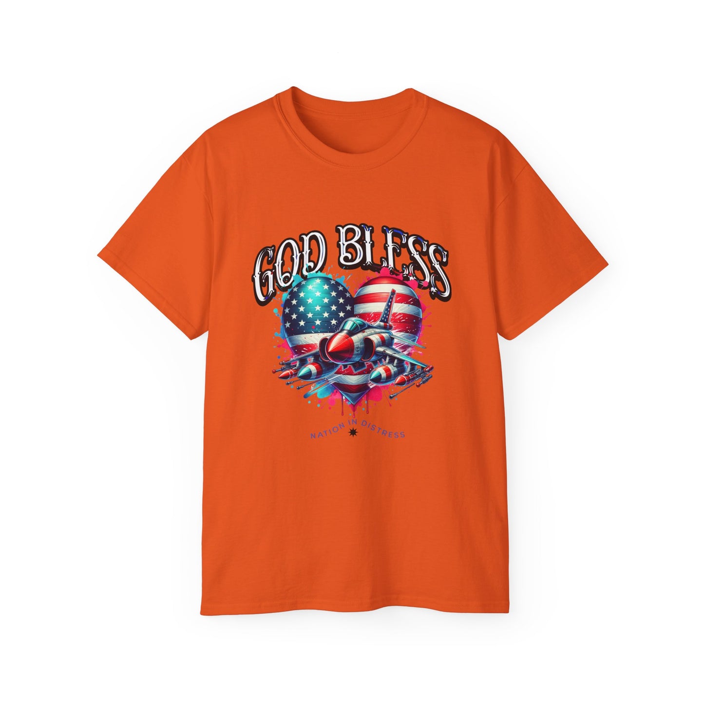 God Bless America Unisex Ultra Cotton T-Shirts, Nation in Distress Shirt, Fight for Democracy T-Shirt, God Bless the USA Tees