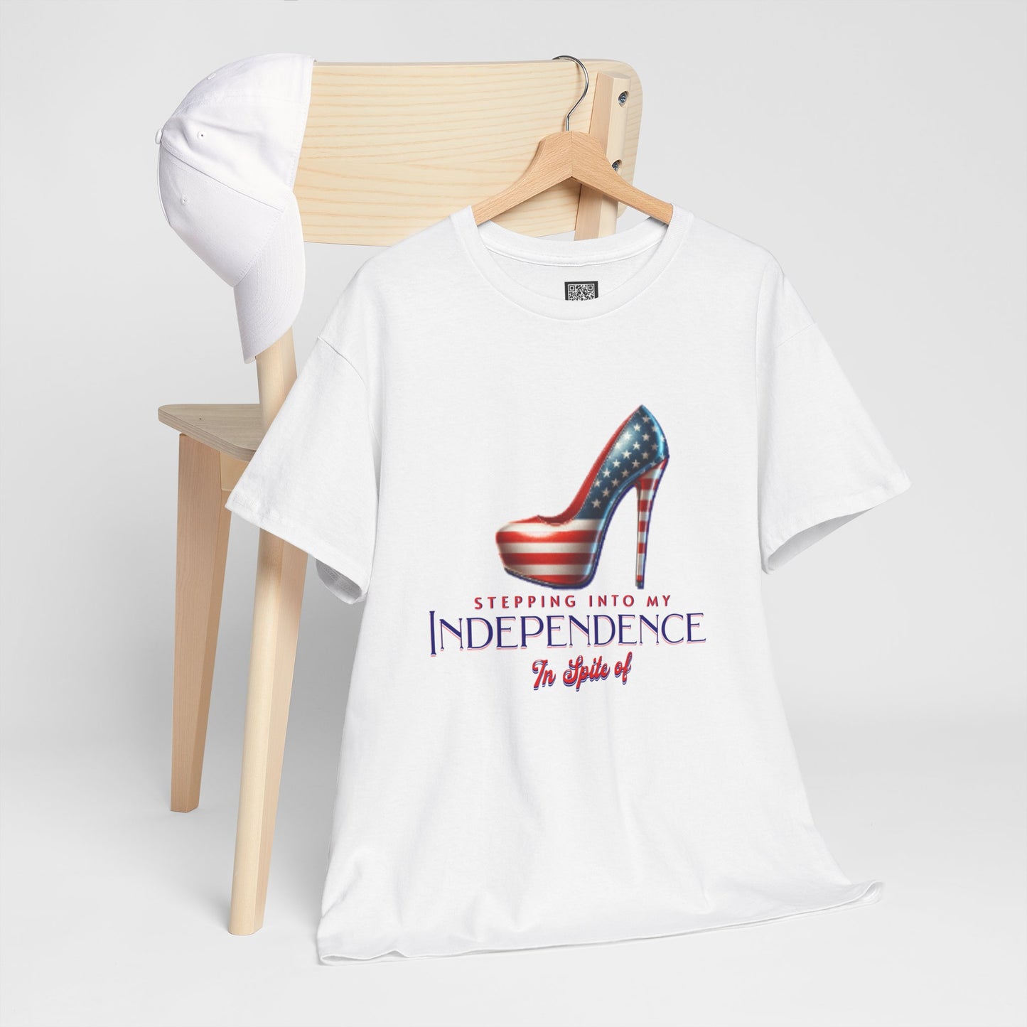 Independence Celebration Tee, Cute Women Heavy Cotton T-Shirt, Patriotic 4th of July Shirt, Cute Flag Gift for Her, Summer Style