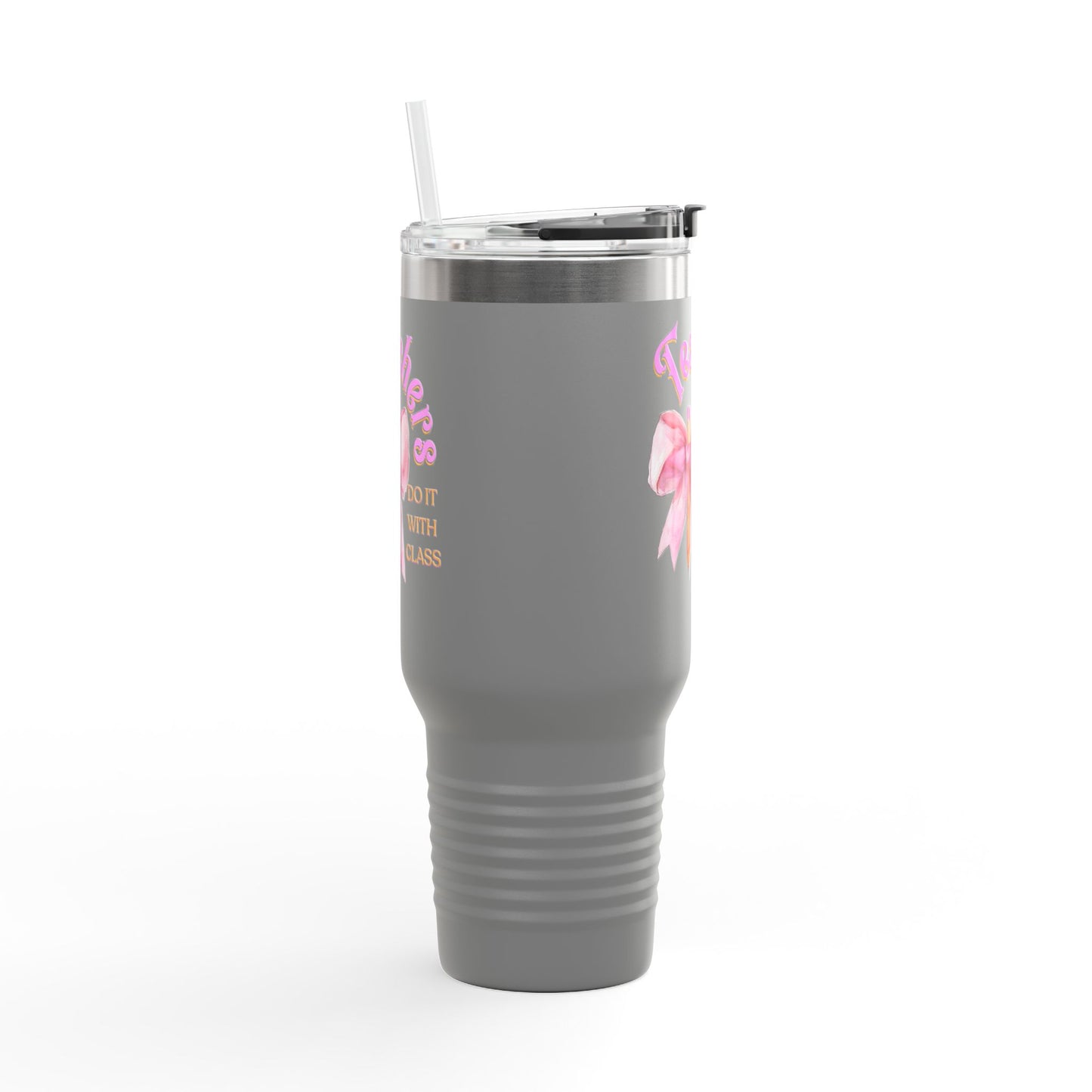 Stylish Insulated Travel Mug for Teachers, Cute 40oz Coquette Teacher Tumbler, Gifts for Educators, Coffee Lover Travel Cup, Back to School Mug Gift