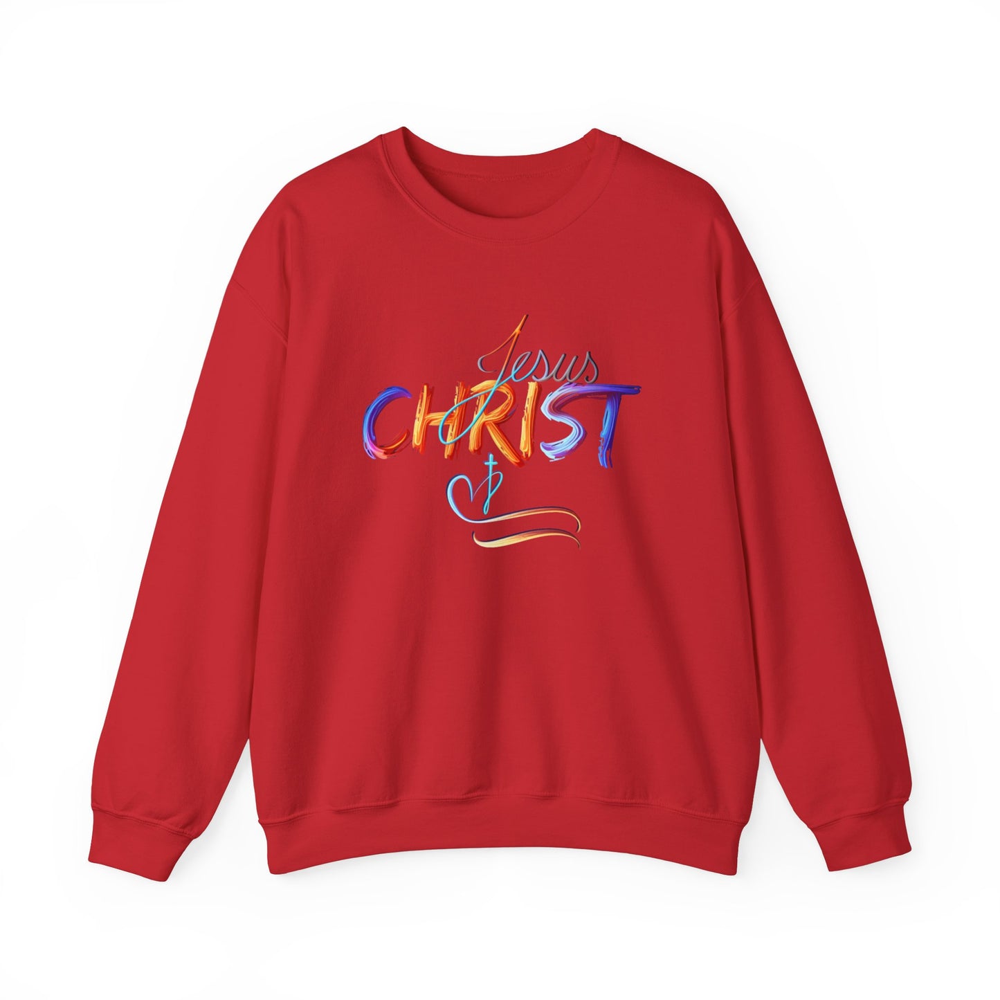 Jesus Christ – Faith & Light Crewneck Sweatshirt, Christian Apparel, Bold Christian Graphics, Christian Gifts, Faith-Based Art, Gospel Merchandise