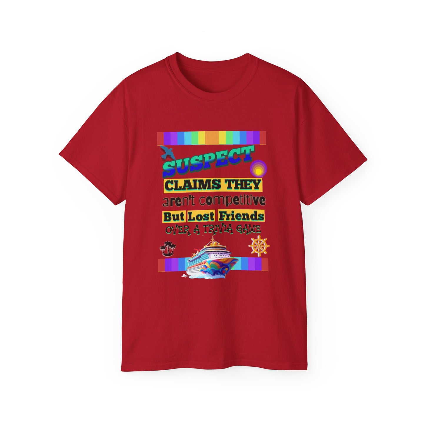 Competitive Spirit Cruise Crew Unisex Tee - Fun Trivia Game Shirt, Gift for Friends, Casual Wear, Family Game Night, Unique Graphic Tee