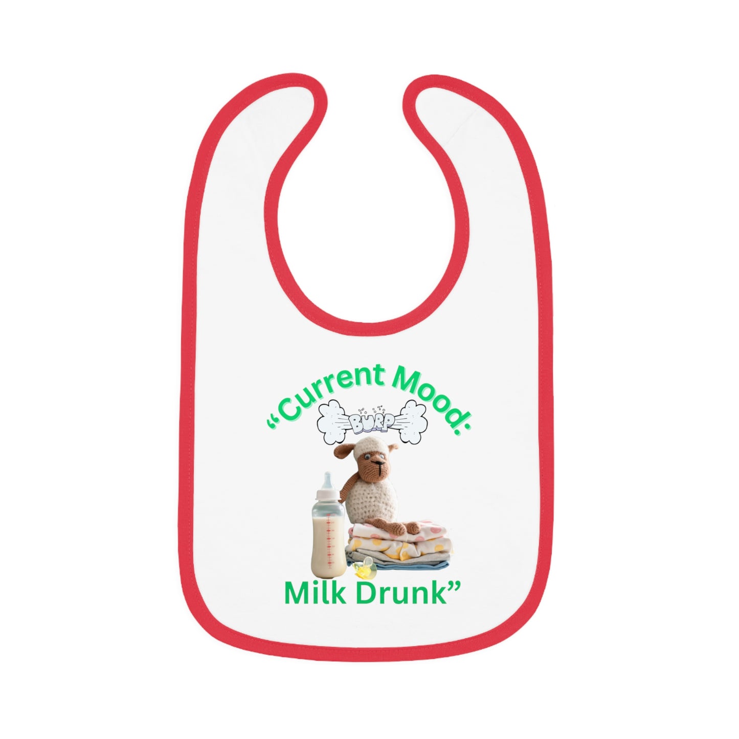 Current Mood, "Milk Drunk Baby Jersey Bib" Cute Baby Bib for Infants and Toddlers,