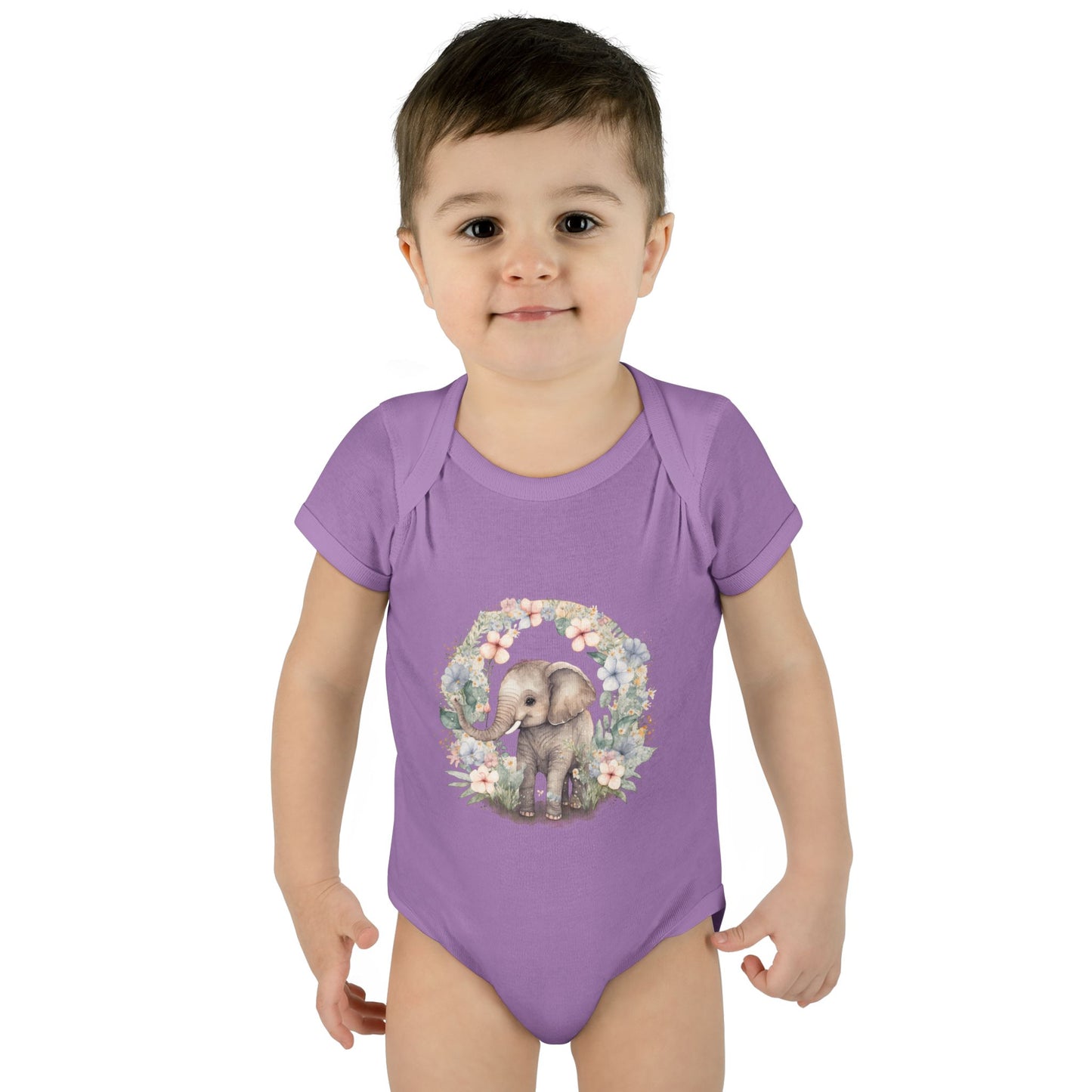 Elephant Baby Bodysuit, Cute Infant Outfit, Baby Shower Gift, Gender Neutral, Woodland Theme, Floral Design, Newborn Clothing