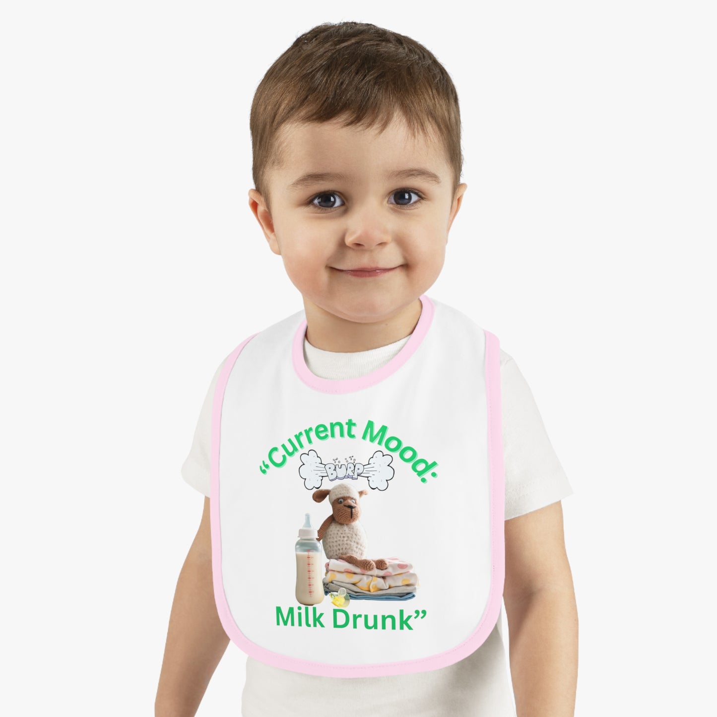 Current Mood, "Milk Drunk Baby Jersey Bib" Cute Baby Bib for Infants and Toddlers,