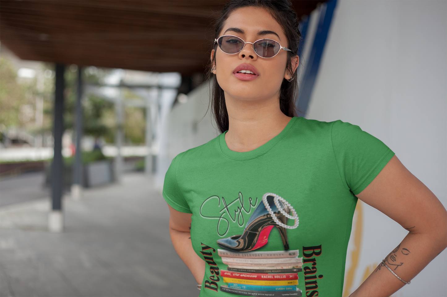 Beauty, Style & Brains – The Ultimate Power Trio, Stylish Louboutin Shoe Women's Tee - Beauty, Style, Brains Design, Women, Who, Read T-Shirt