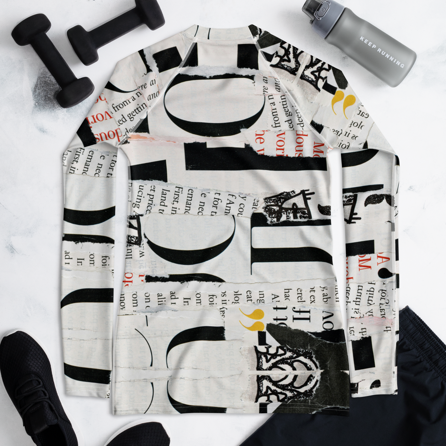 BLACK & WHITE LUXE” – High-Fashion Women's Rash Guard