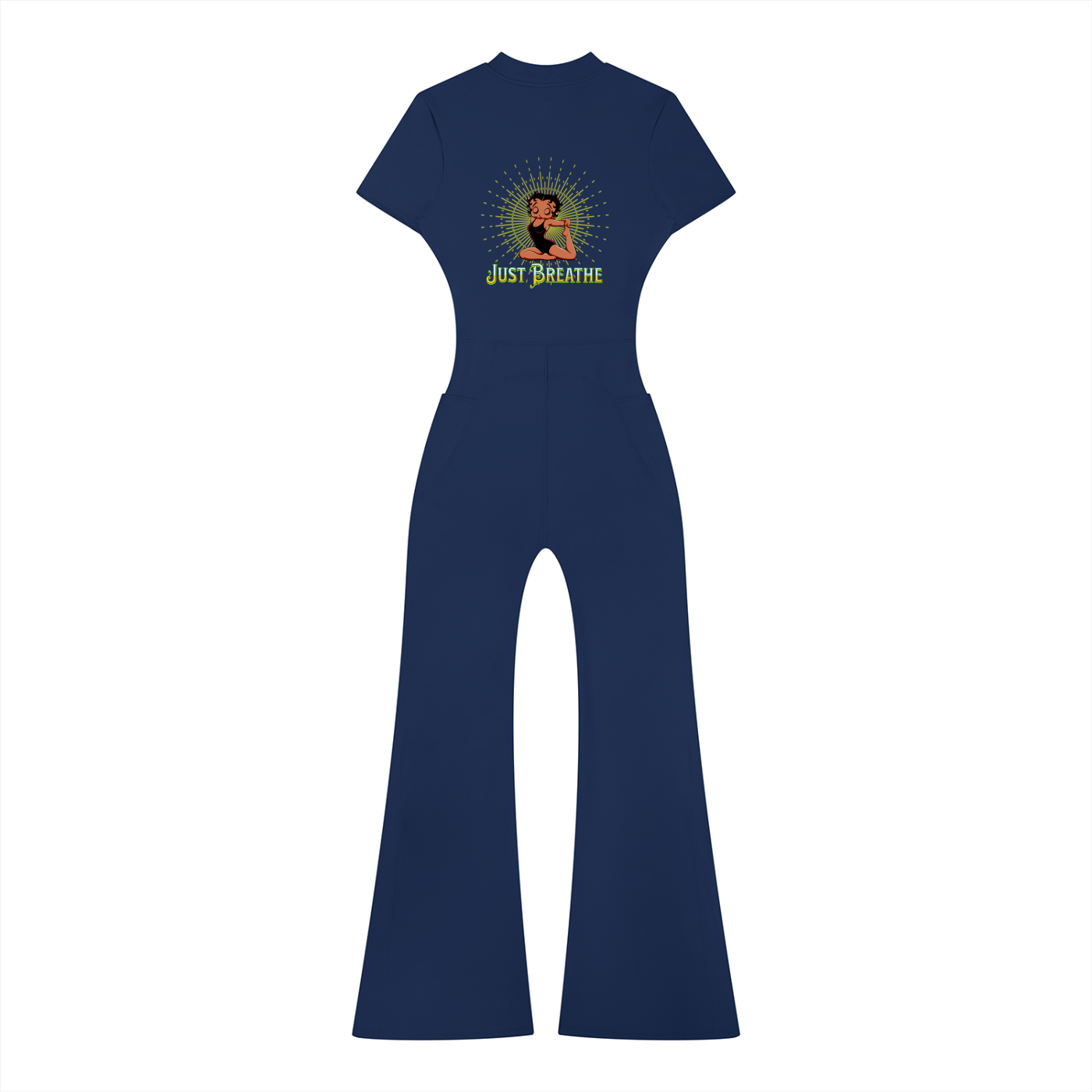 Women's Flared Leg Quarter-Zip Jumpsuit – Short Sleeve Bodycon Maxi Jumpsuit for Casual, Sport & Holiday Wear