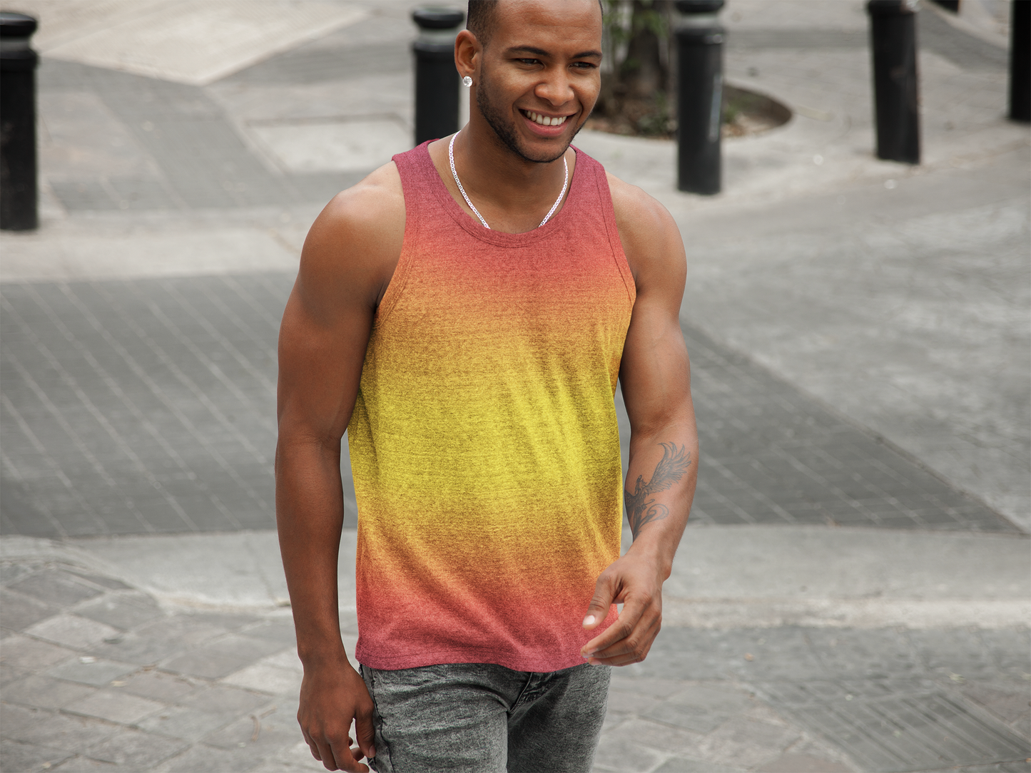 Men's Soft Colorful Tank Top, Gym Shirts for Men, One-of-a-Kind Print Soft Style Tank Top for Men