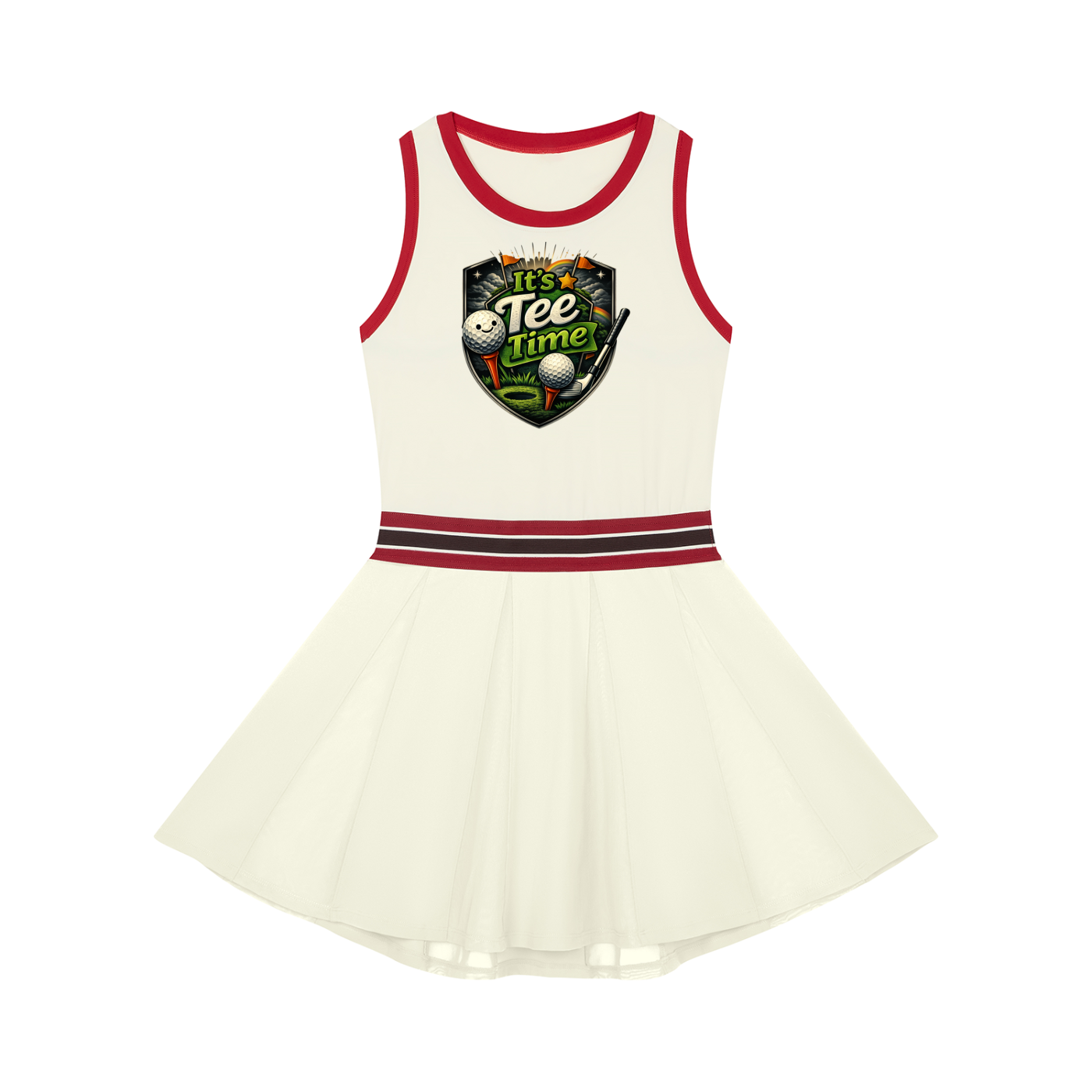 "It's Tee Time" Women's Color Block A-Line Sleeveless Golf Dress