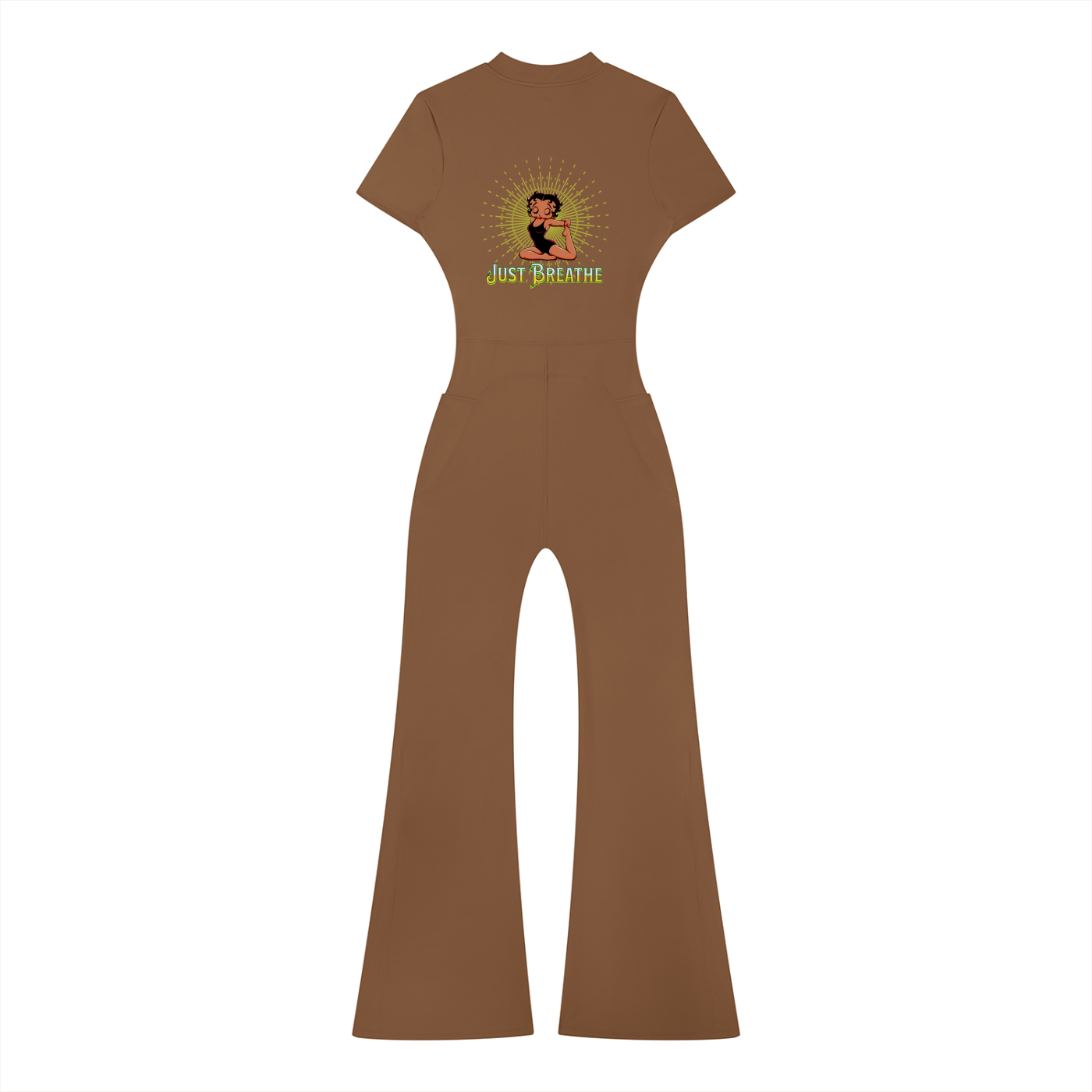 Women's Flared Leg Quarter-Zip Jumpsuit – Short Sleeve Bodycon Maxi Jumpsuit for Casual, Sport & Holiday Wear