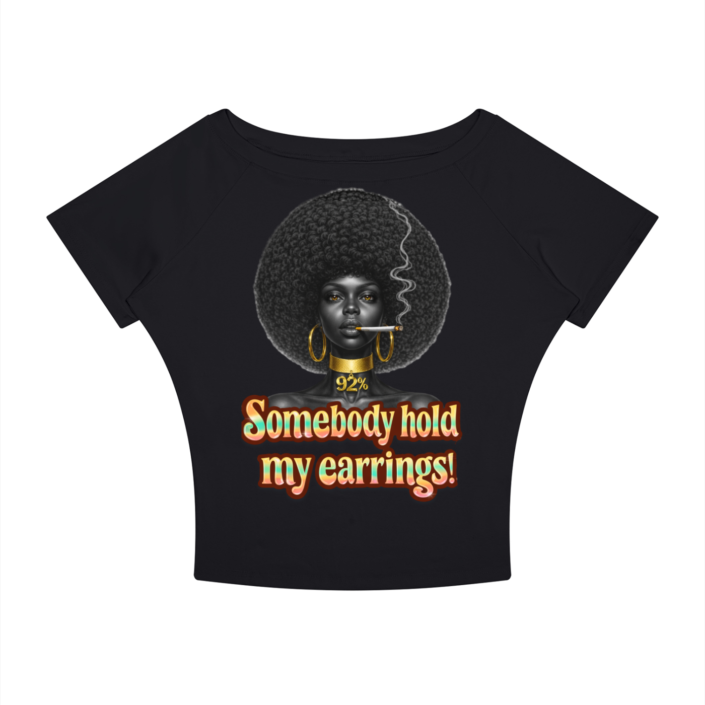 Somebody Hold My Earrings – Women's Boatneck Raglan Crop T-Shirt